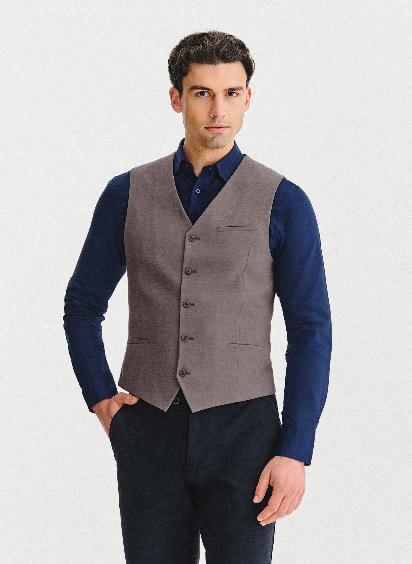 PAKO LORENTE – Brązowa kamizelka męska