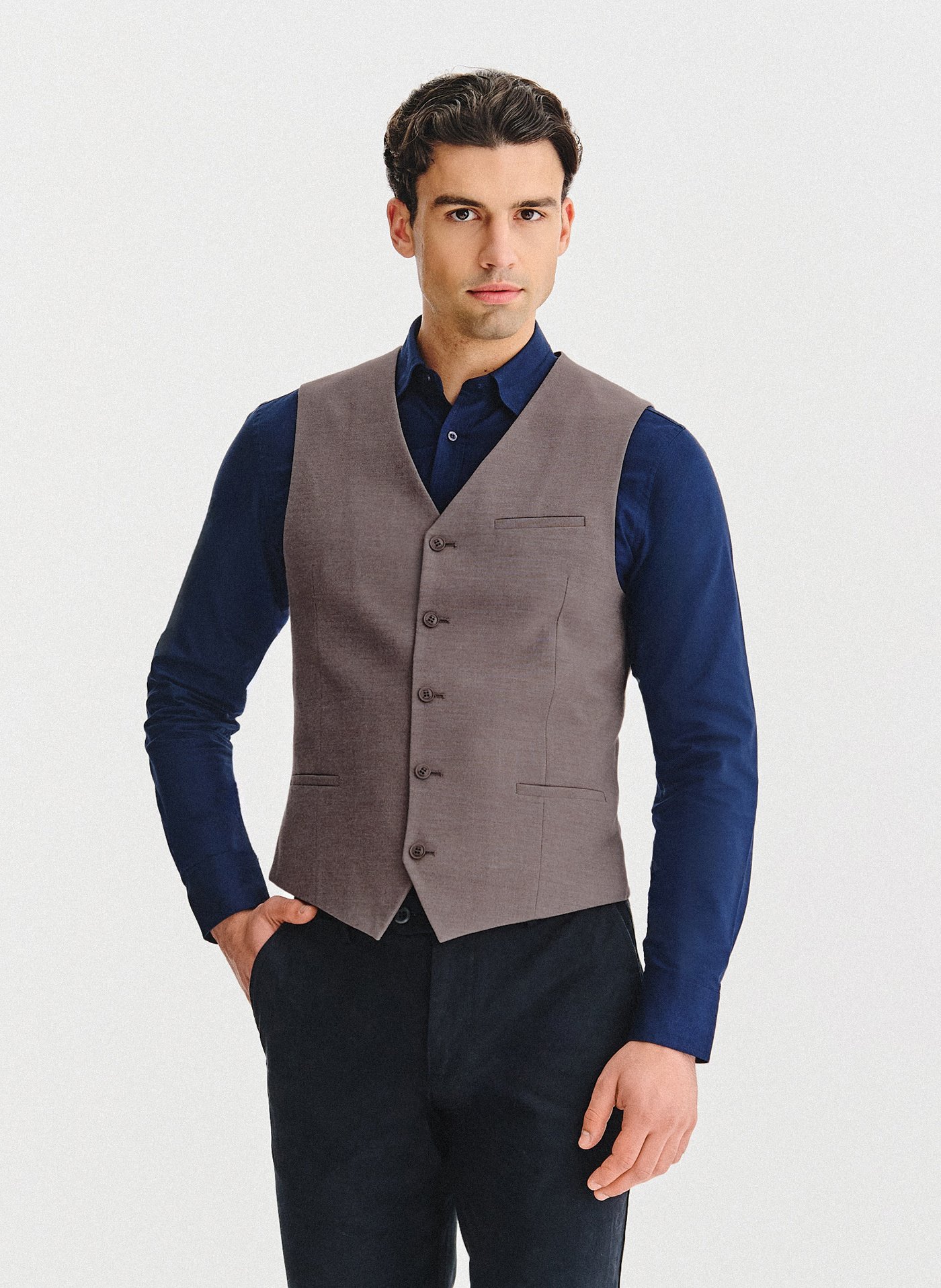 PAKO LORENTE – Brązowa kamizelka męska