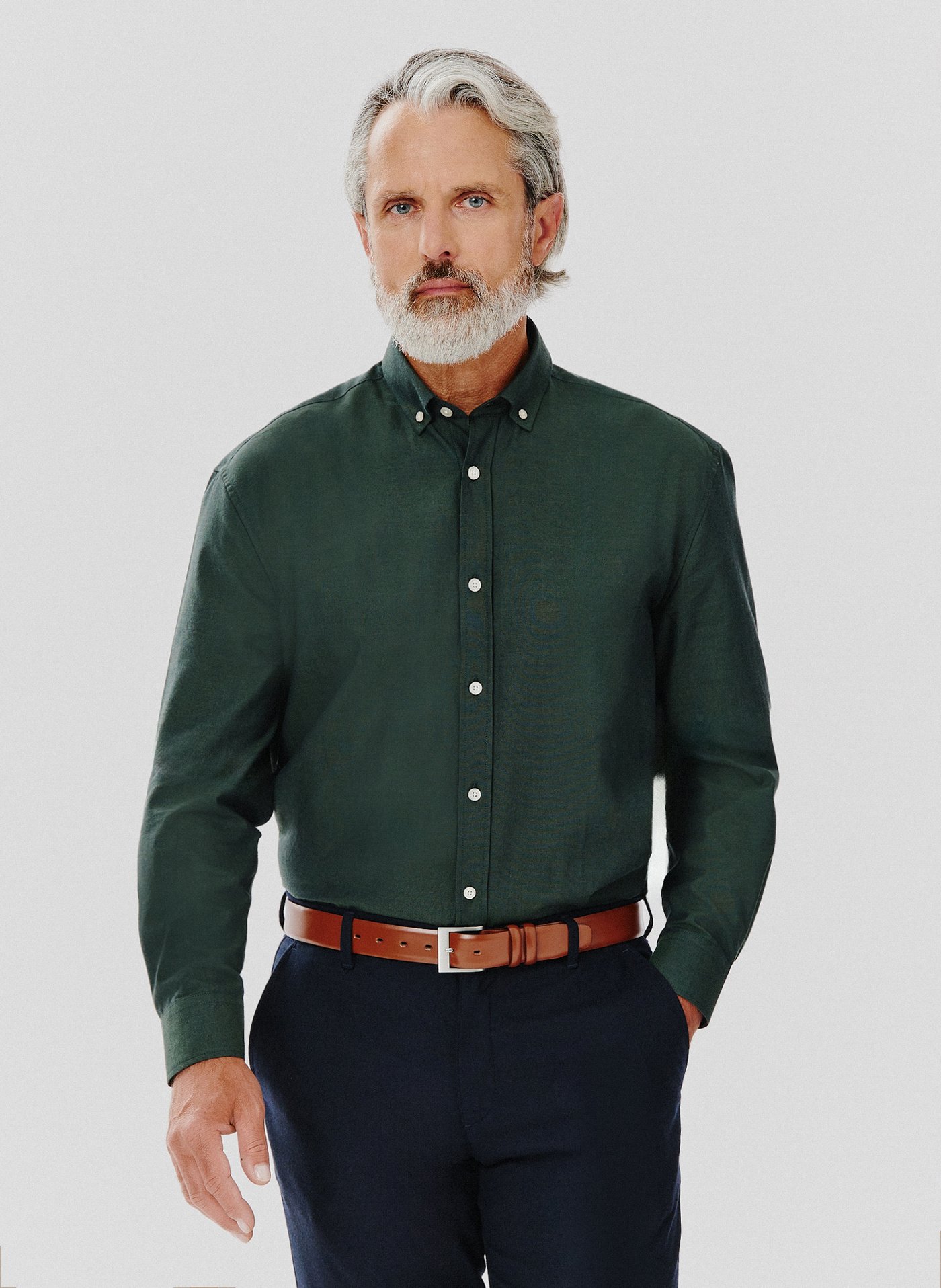 PAKO LORENTE – Gładka koszula męska zielona długi rękaw