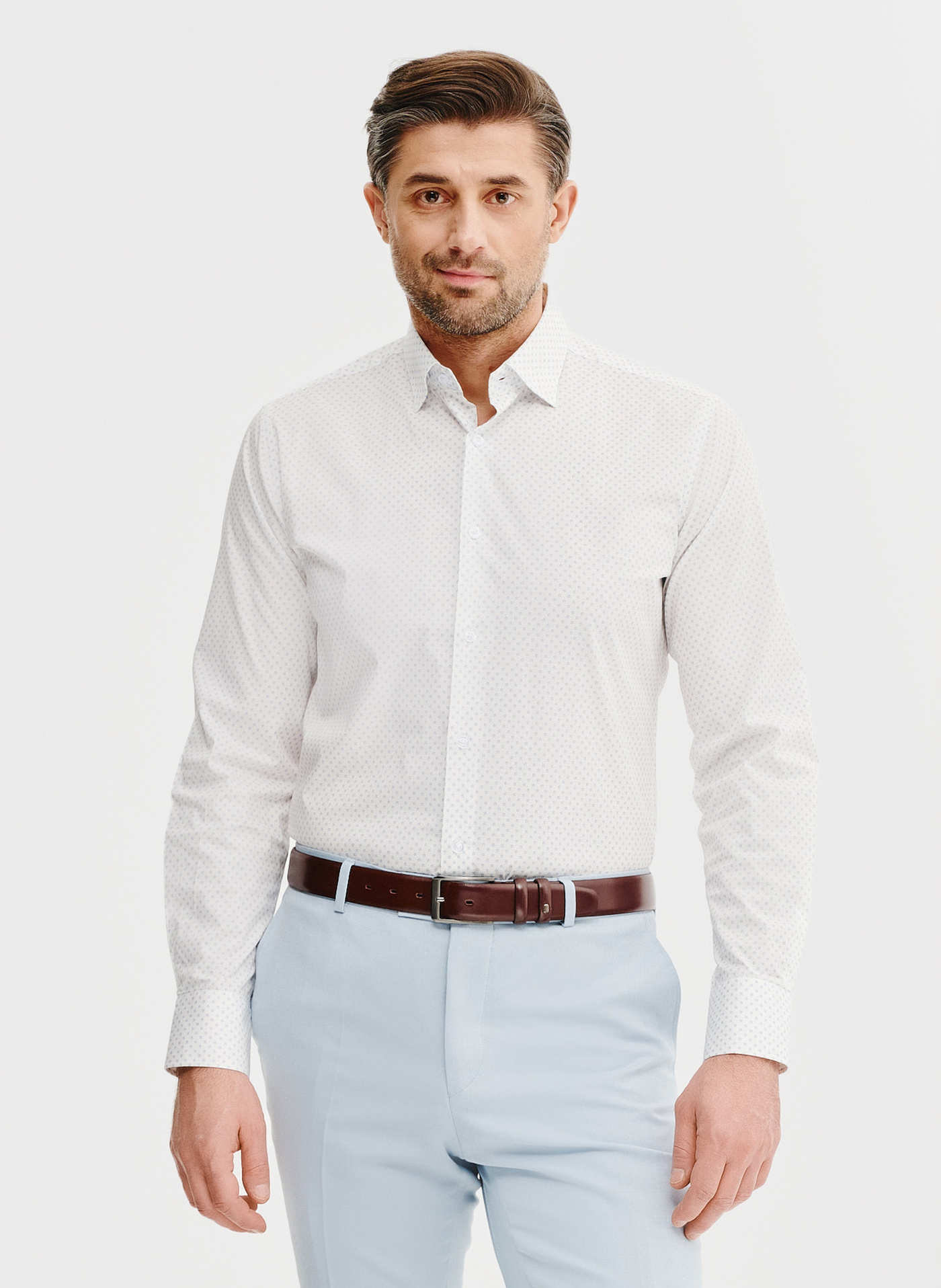 PAKO LORENTE – Biała koszula męska w mikrowzór