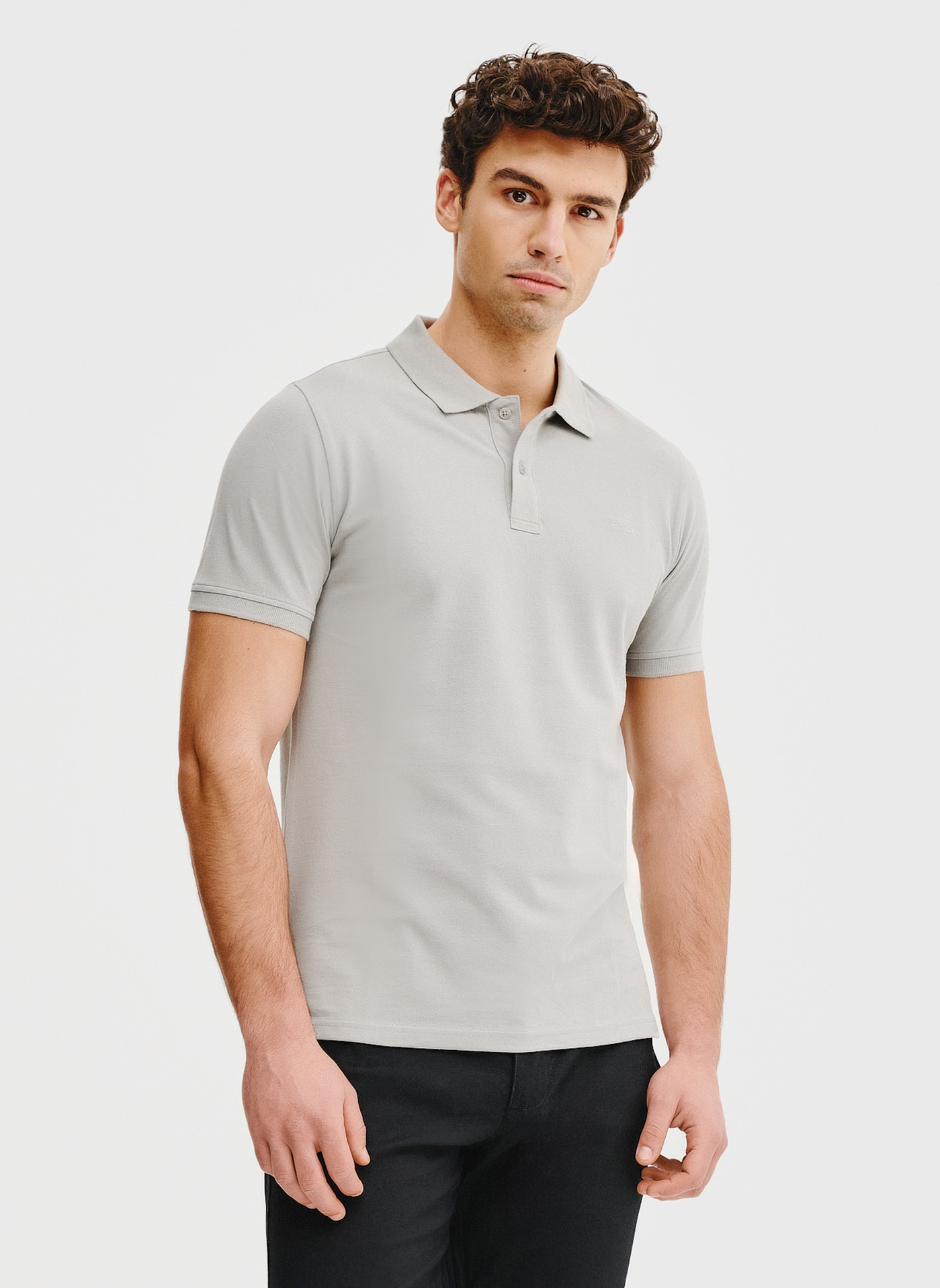 PAKO LORENTE – Gładki t-shirt polo w szarym kolorze