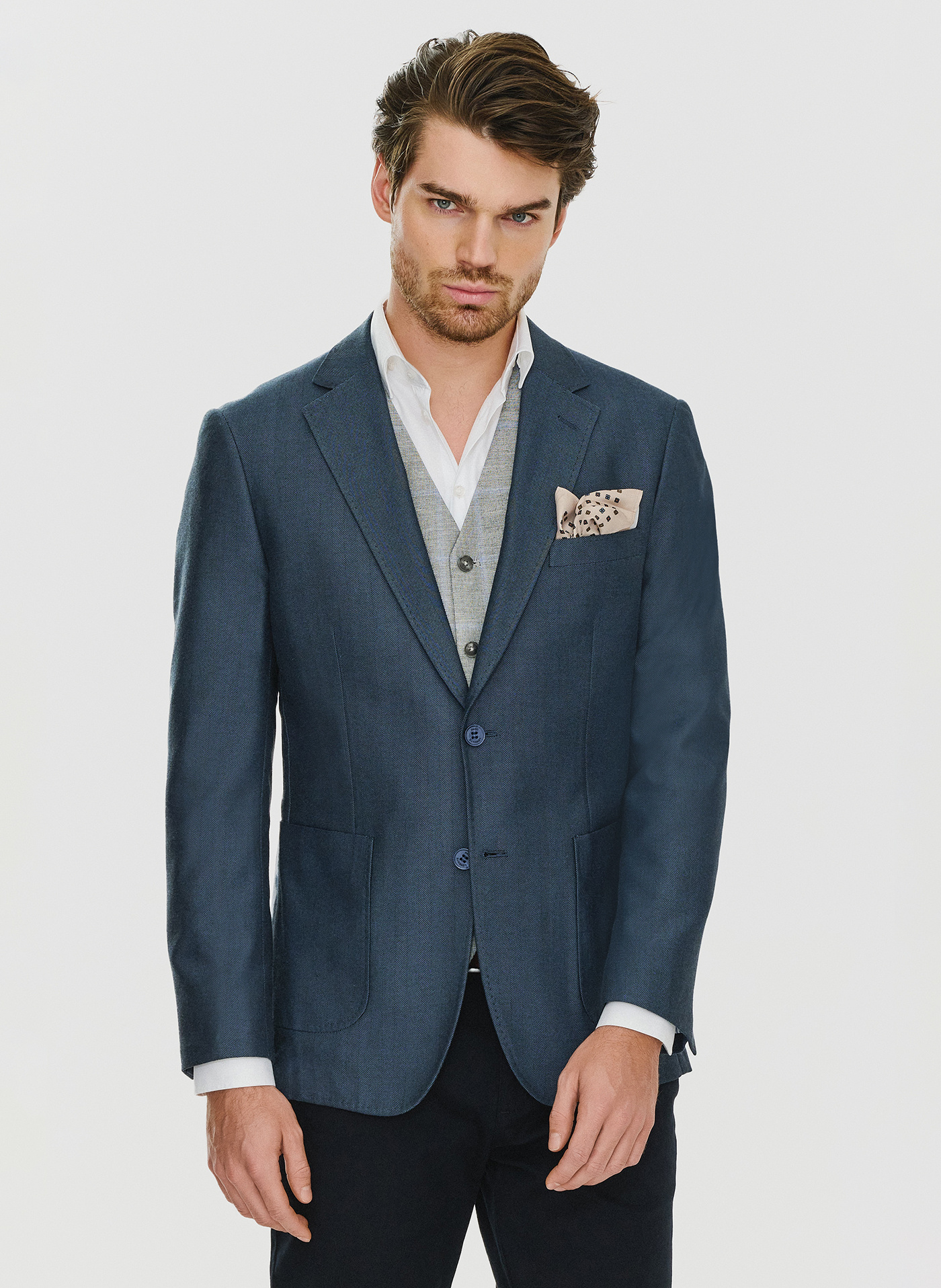 PAKO LORENTE – Granatowa marynarka męska bez podszewki