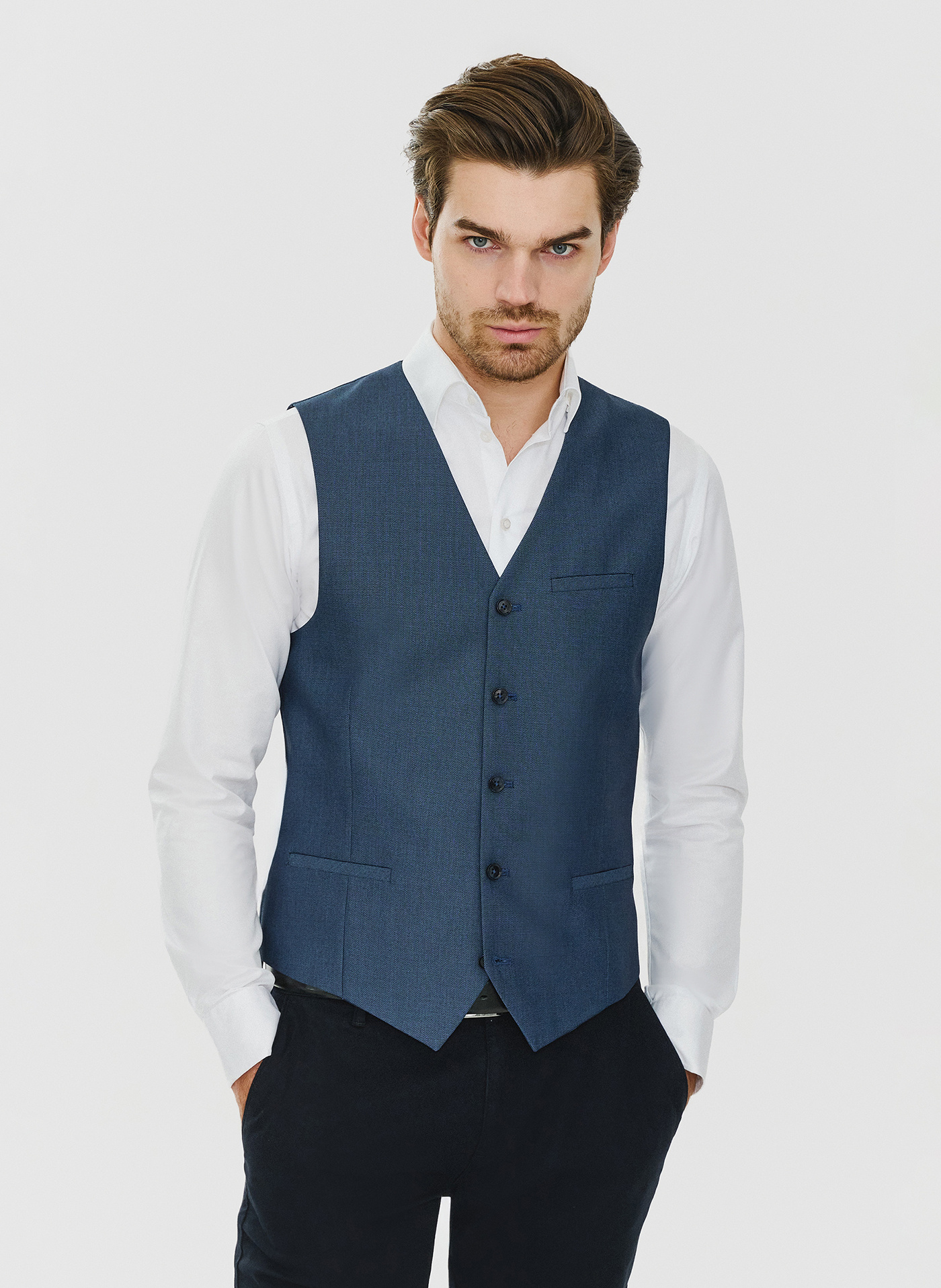 PAKO LORENTE – Granatowa kamizelka męska