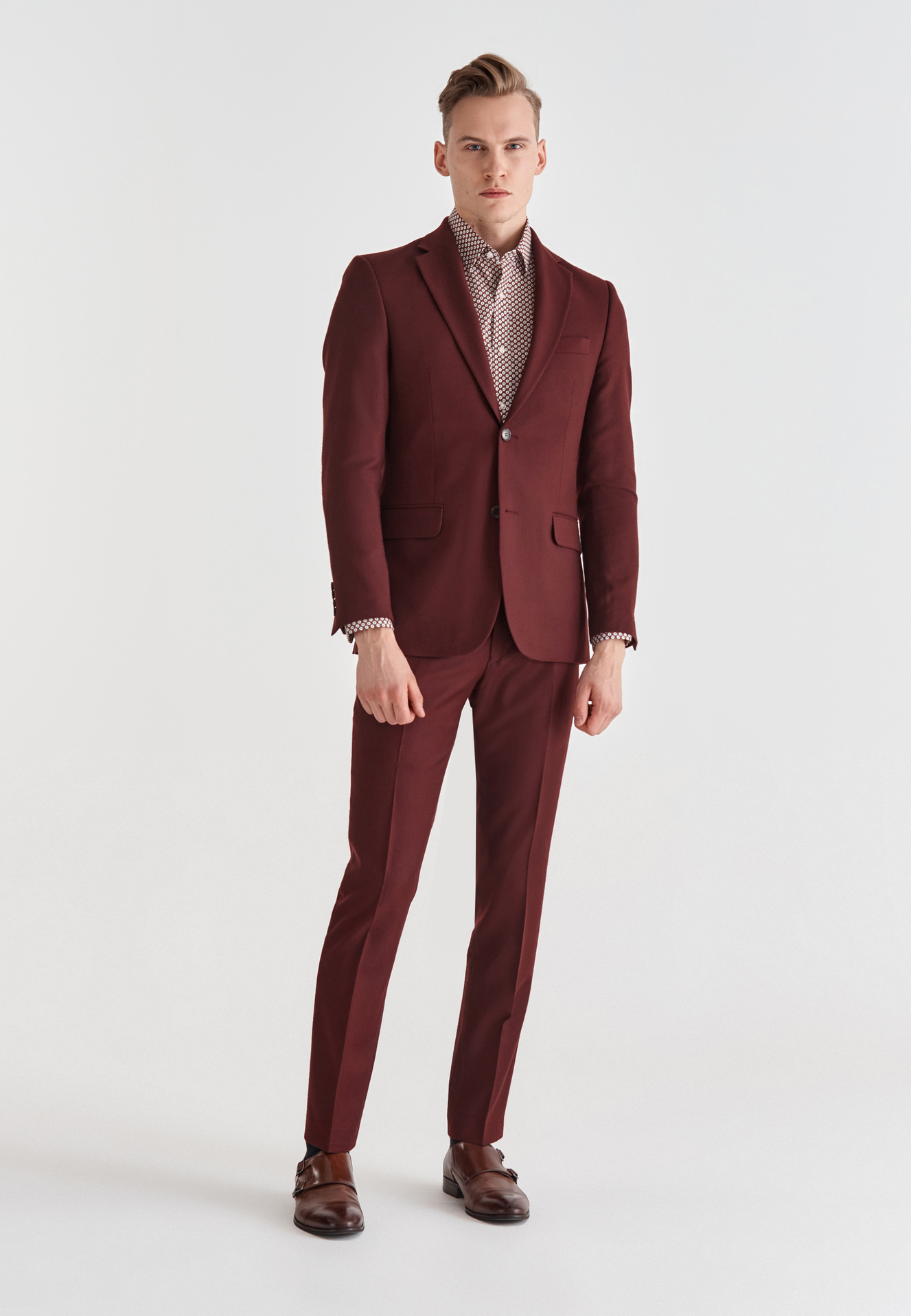 PAKO LORENTE – Bordowe spodnie garniturowe P21WP-6G-036-D-S