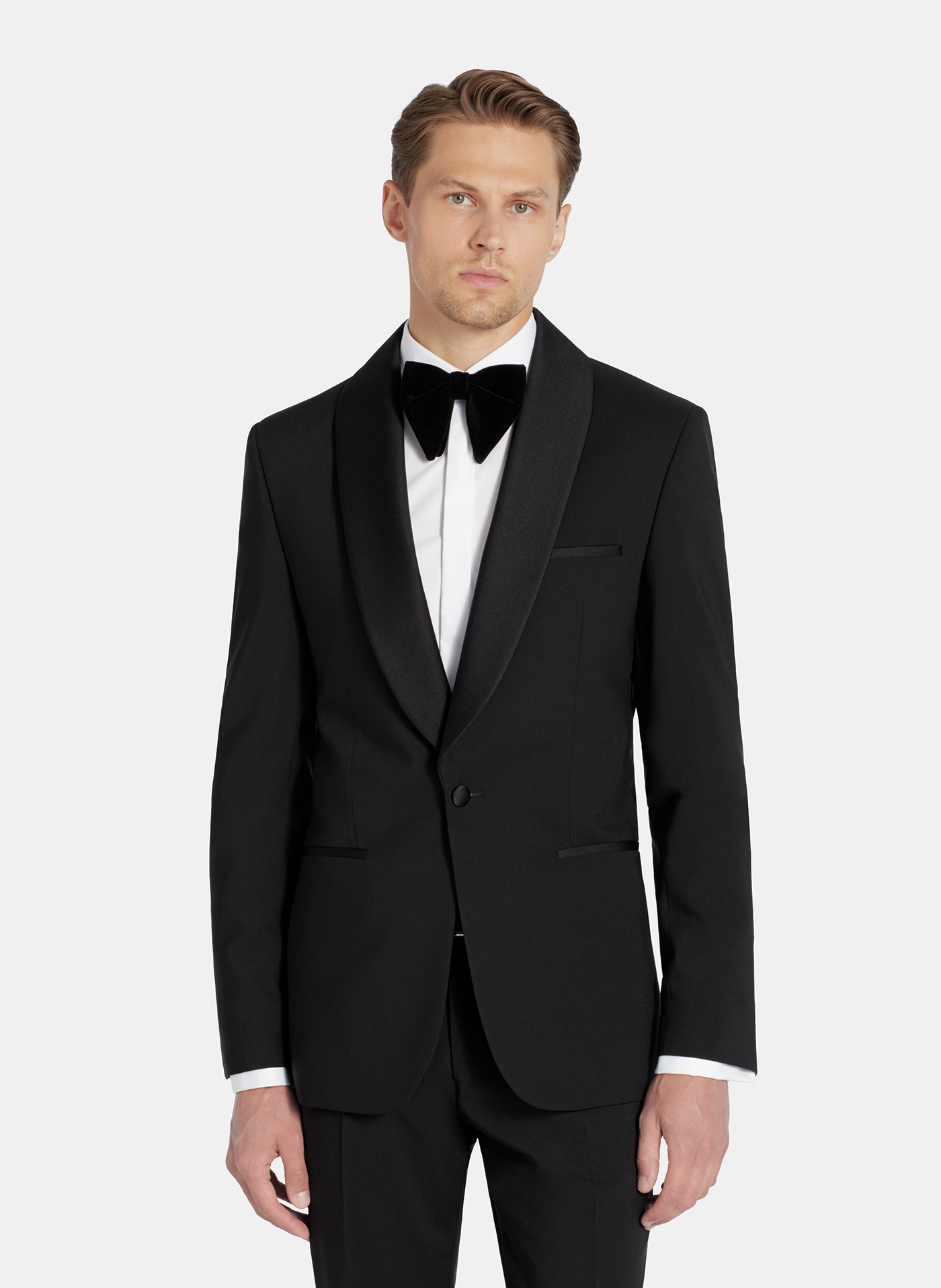 PAKO LORENTE - Smokingowa marynarka z poszerzonymi klapami szalowymi