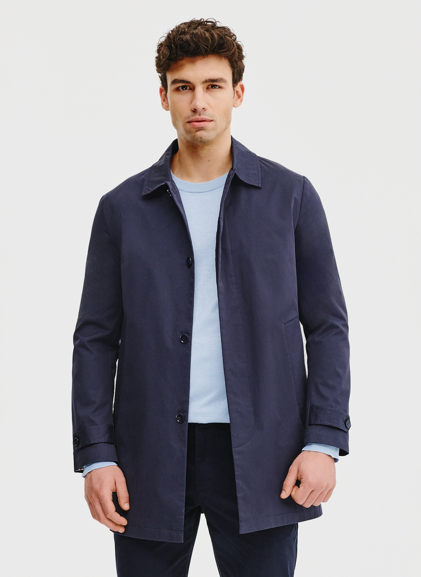 PAKO LORENTE – Wiosenny płaszcz męski w kolorze granatowym