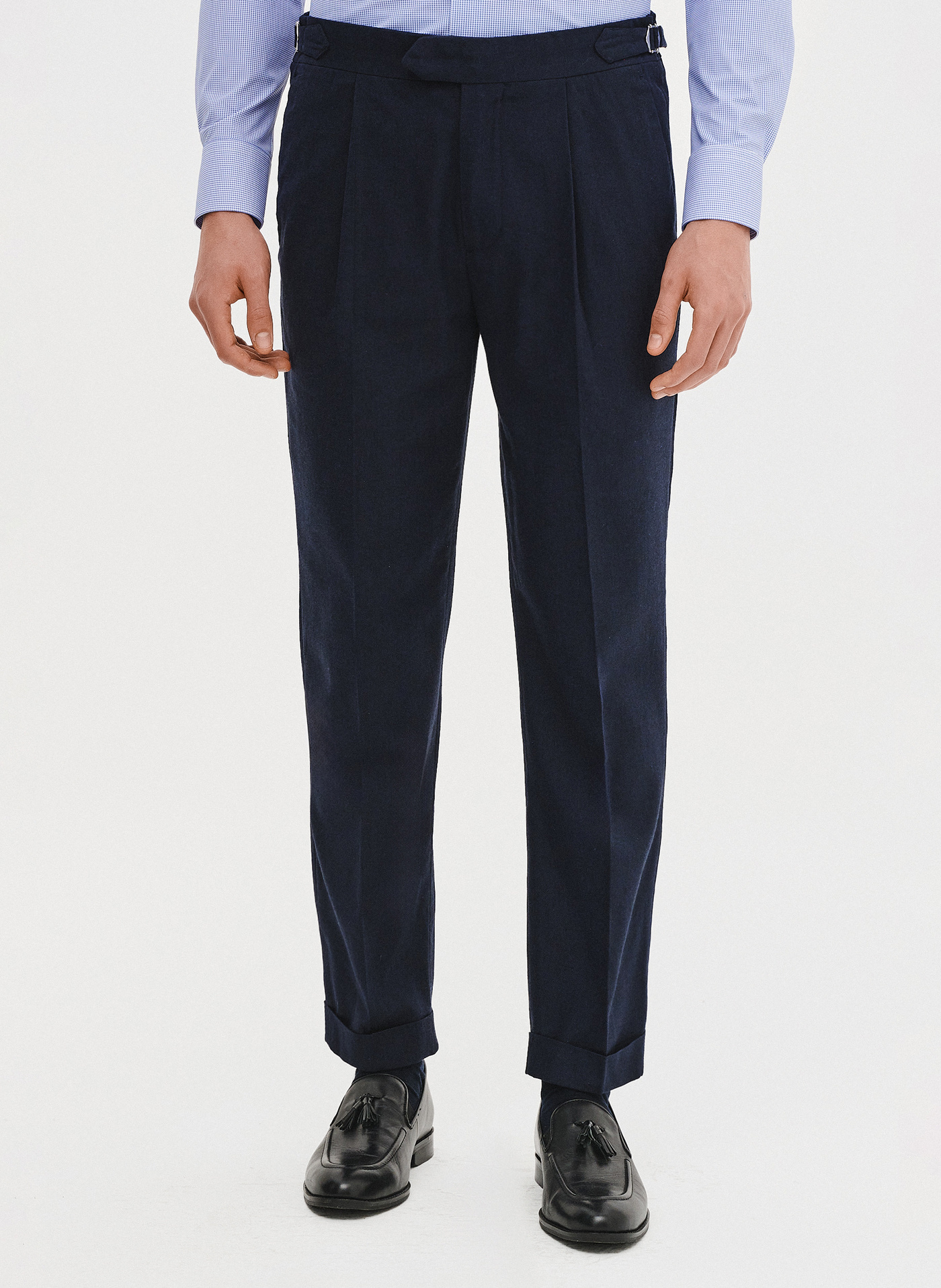 PAKO LORENTE - Granatowe spodnie męskie z lnem