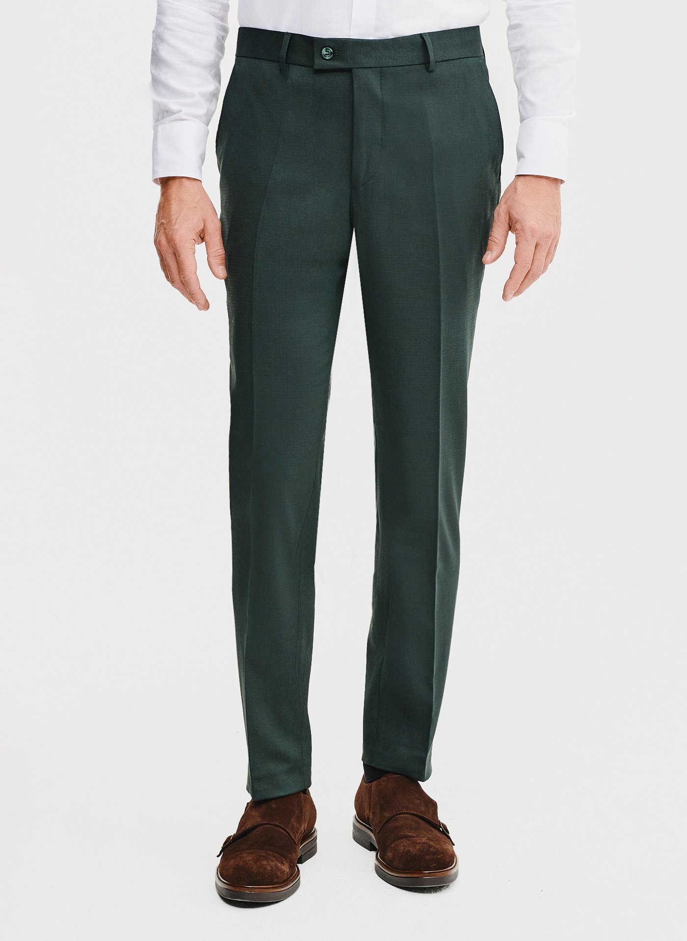 PAKO LORENTE – Gładkie spodnie garniturowe w kolorze zielonym
