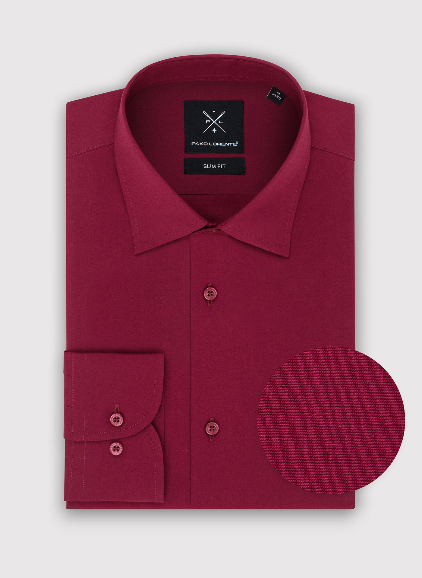 PAKO LORENTE – Burgundowa koszula męska długi rękaw