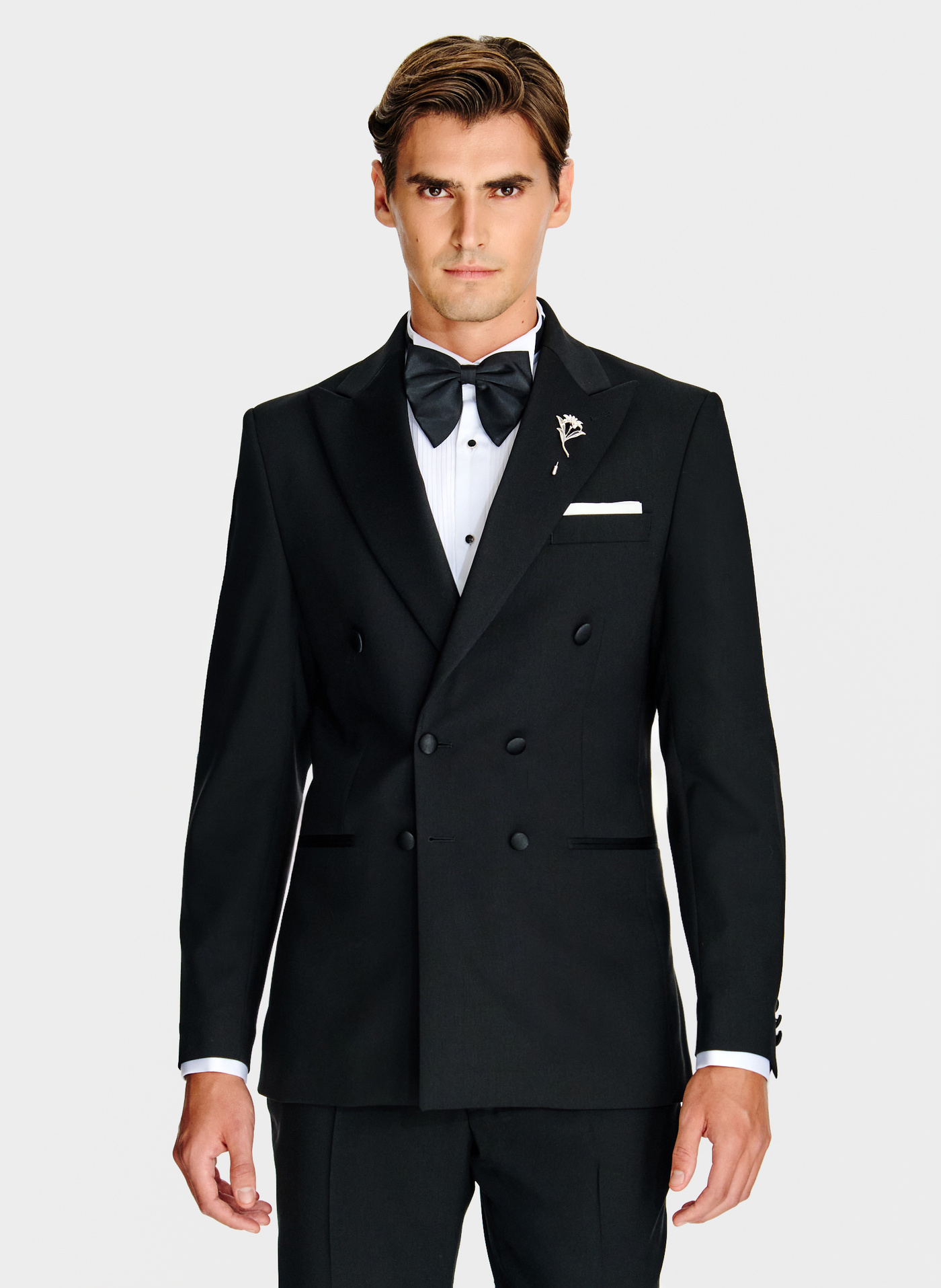 PAKO LORENTE – Wełniana dwurzędowa marynarka smokingowa