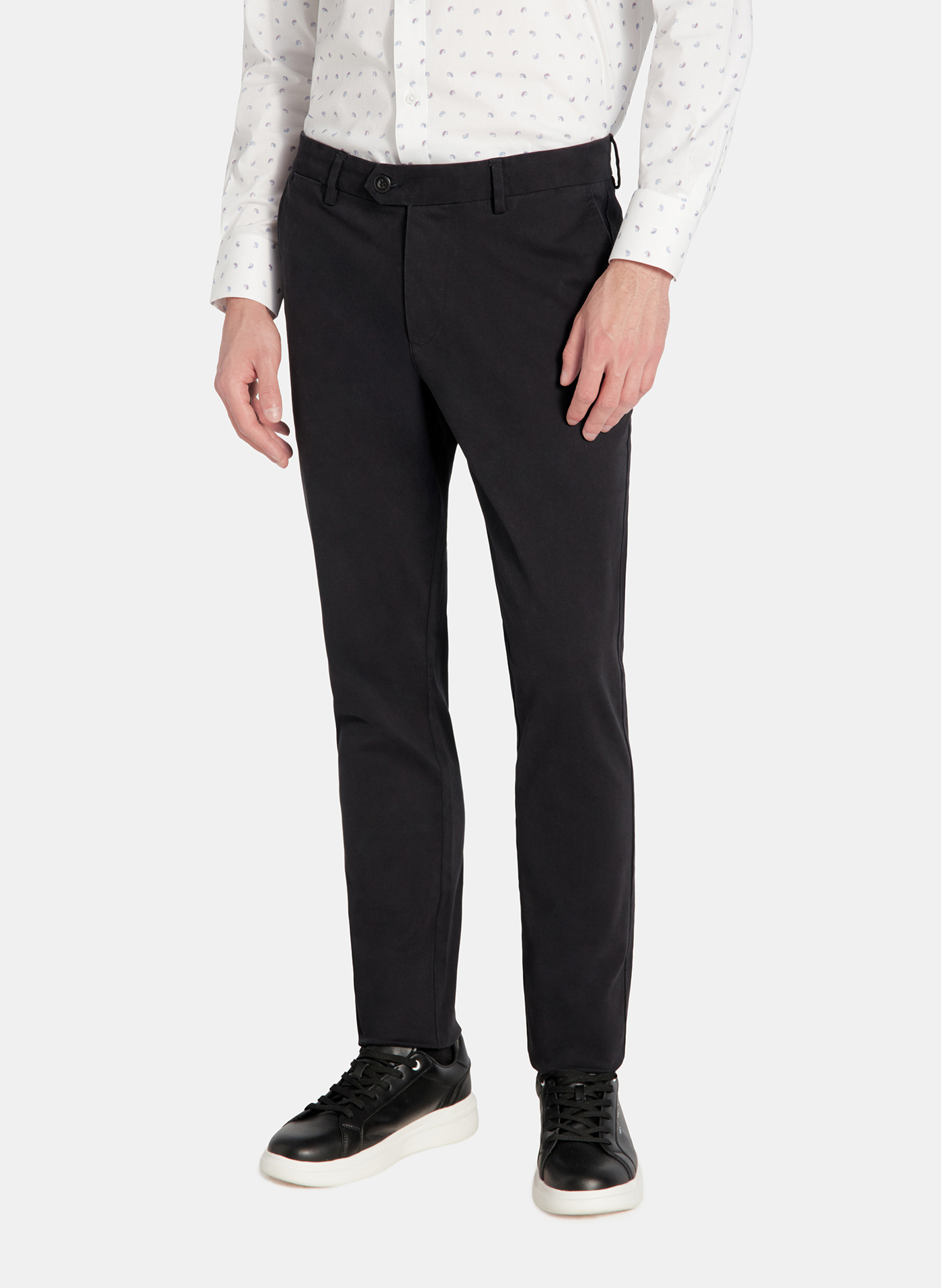 PAKO LORENTE - Granatowe spodnie chino z bawełną