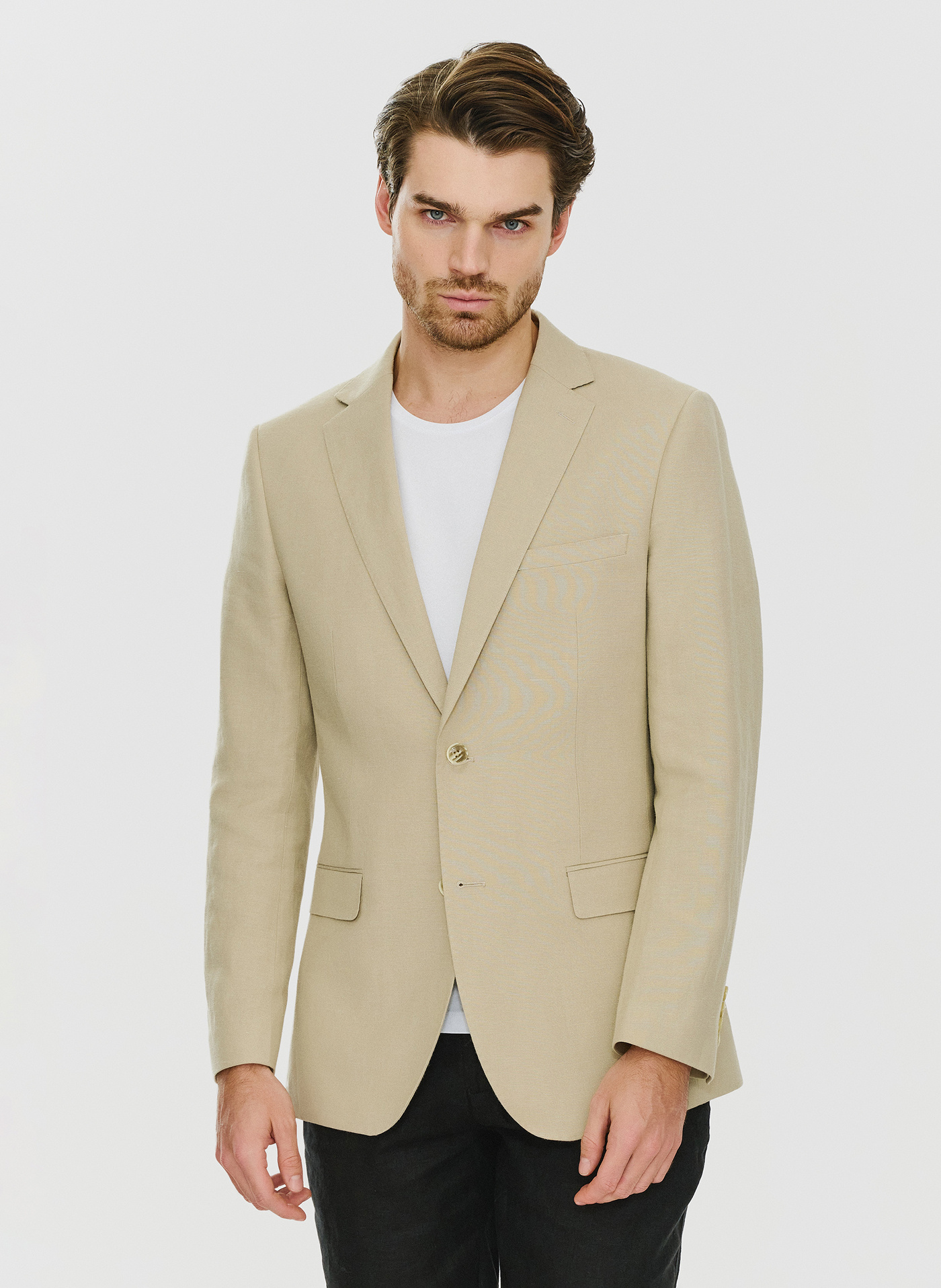 PAKO LORENTE – Lniana marynarka męska w kolorze oliwkowym