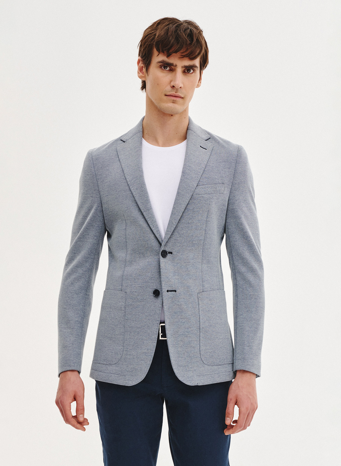 PAKO LORENTE - Niebieska marynarka z dzianiny