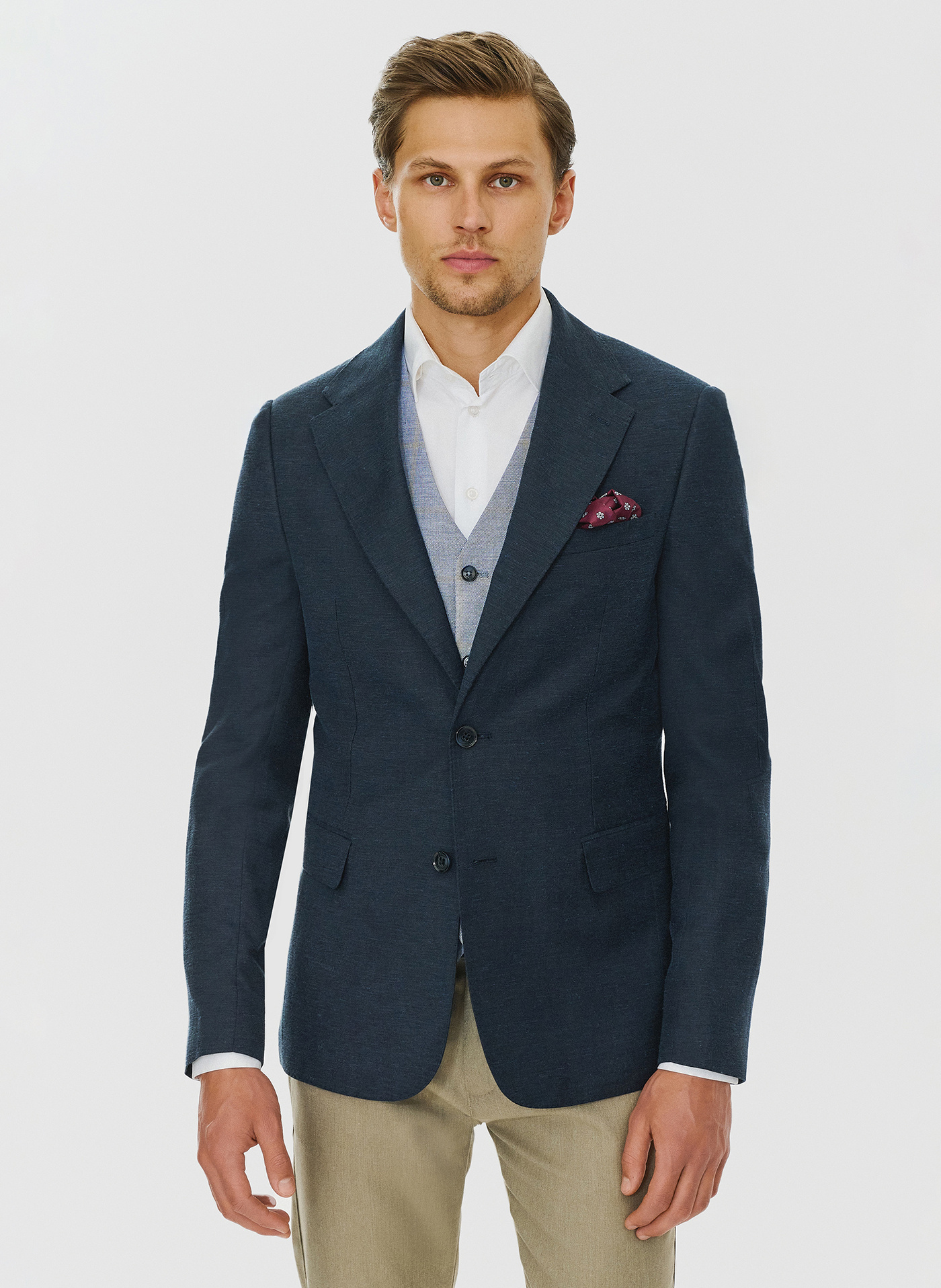 PAKO LORENTE – Granatowa marynarka z lnem