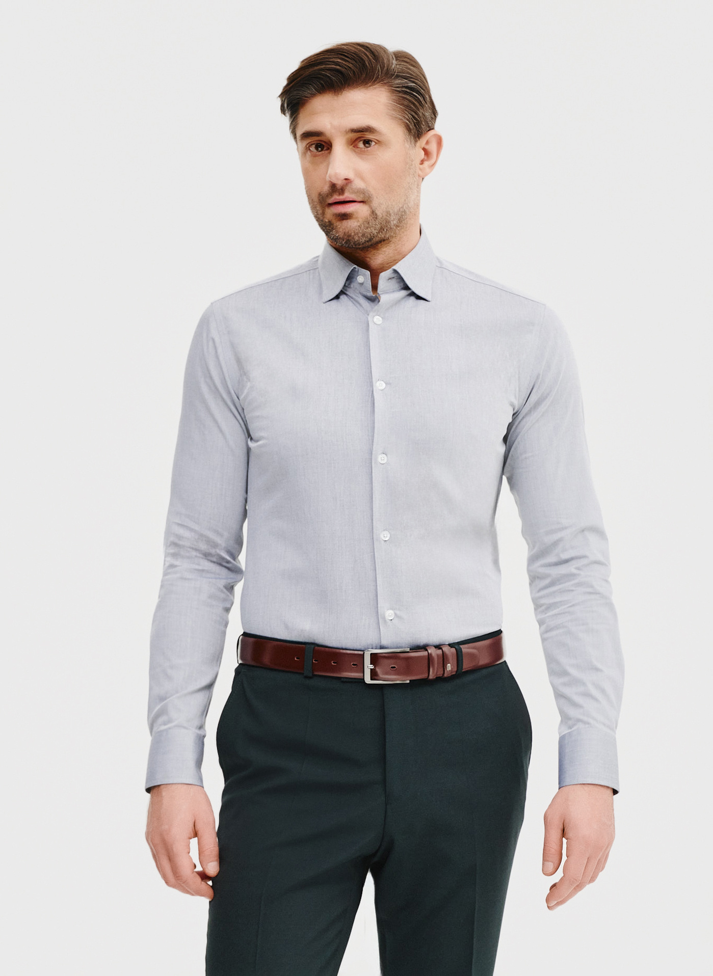 PAKO LORENTE – Bawełniana koszula męska w kolorze szarym