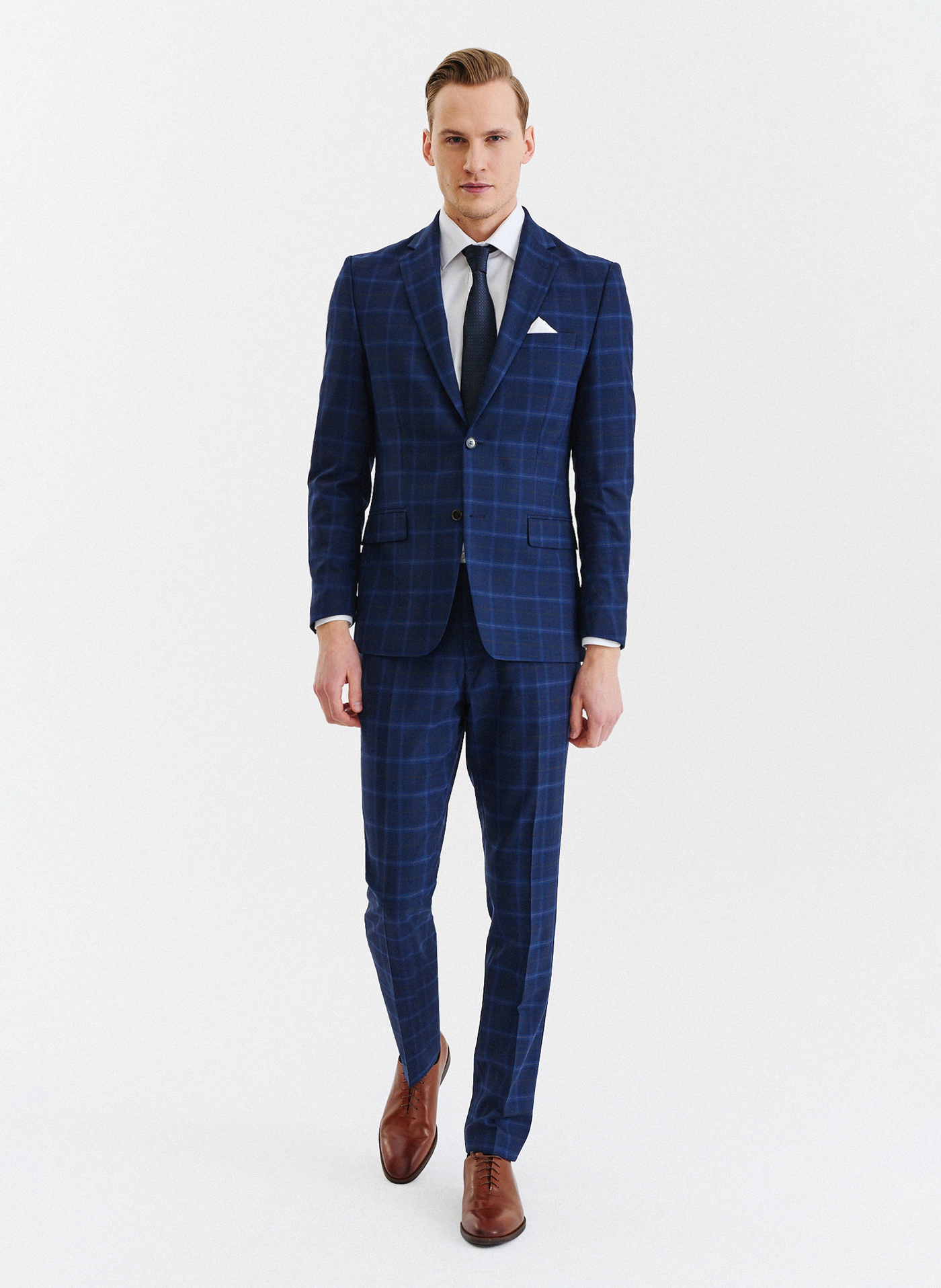 PAKO LORENTE – Kraciaste spodnie garniturowe z wełną