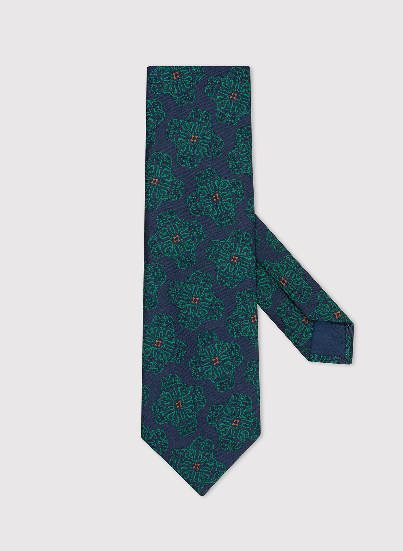 PAKO LORENTE – Granatowy krawat męski z zielonym wzorem