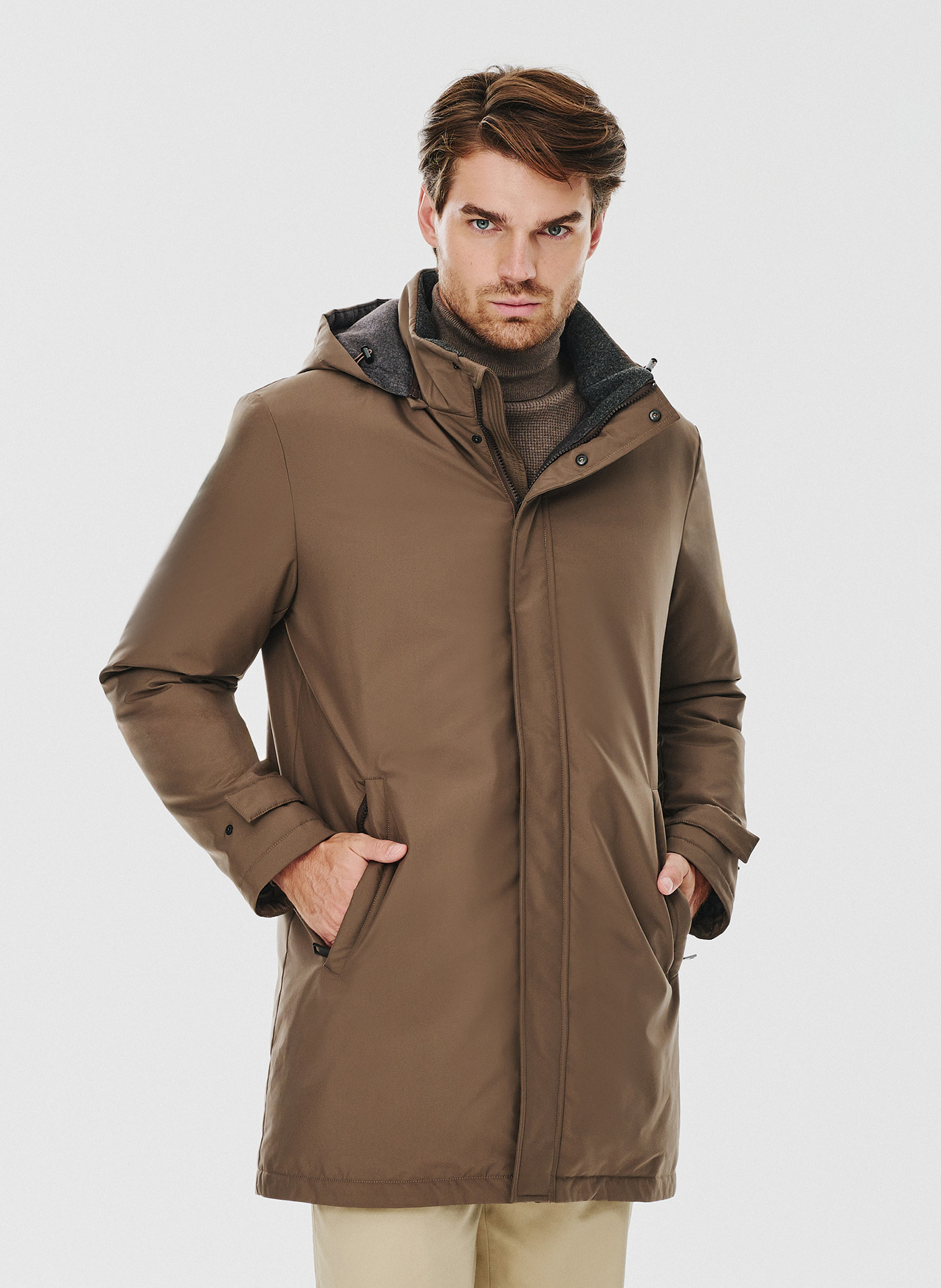 PAKO LORENTE – Brązowa kurtka męska z puchowym wypełnieniem