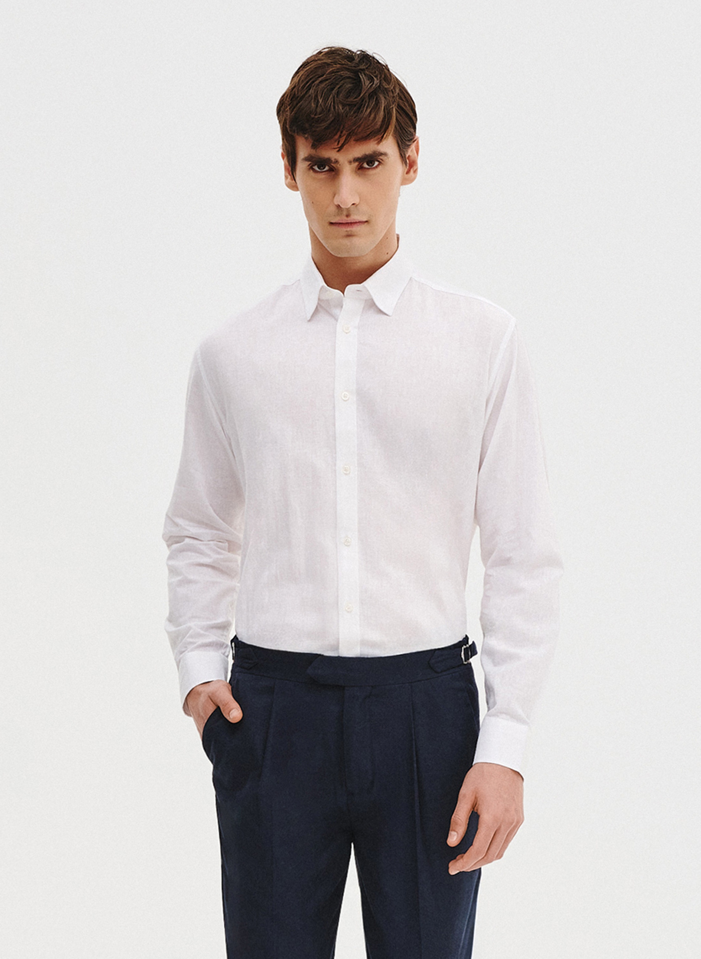 PAKO LORENTE – Biała koszula z lnu i bawełny