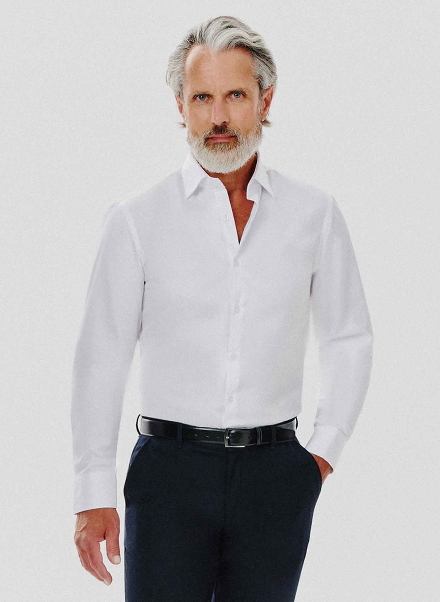 PAKO LORENTE – Gładka koszula męska w białym kolorze