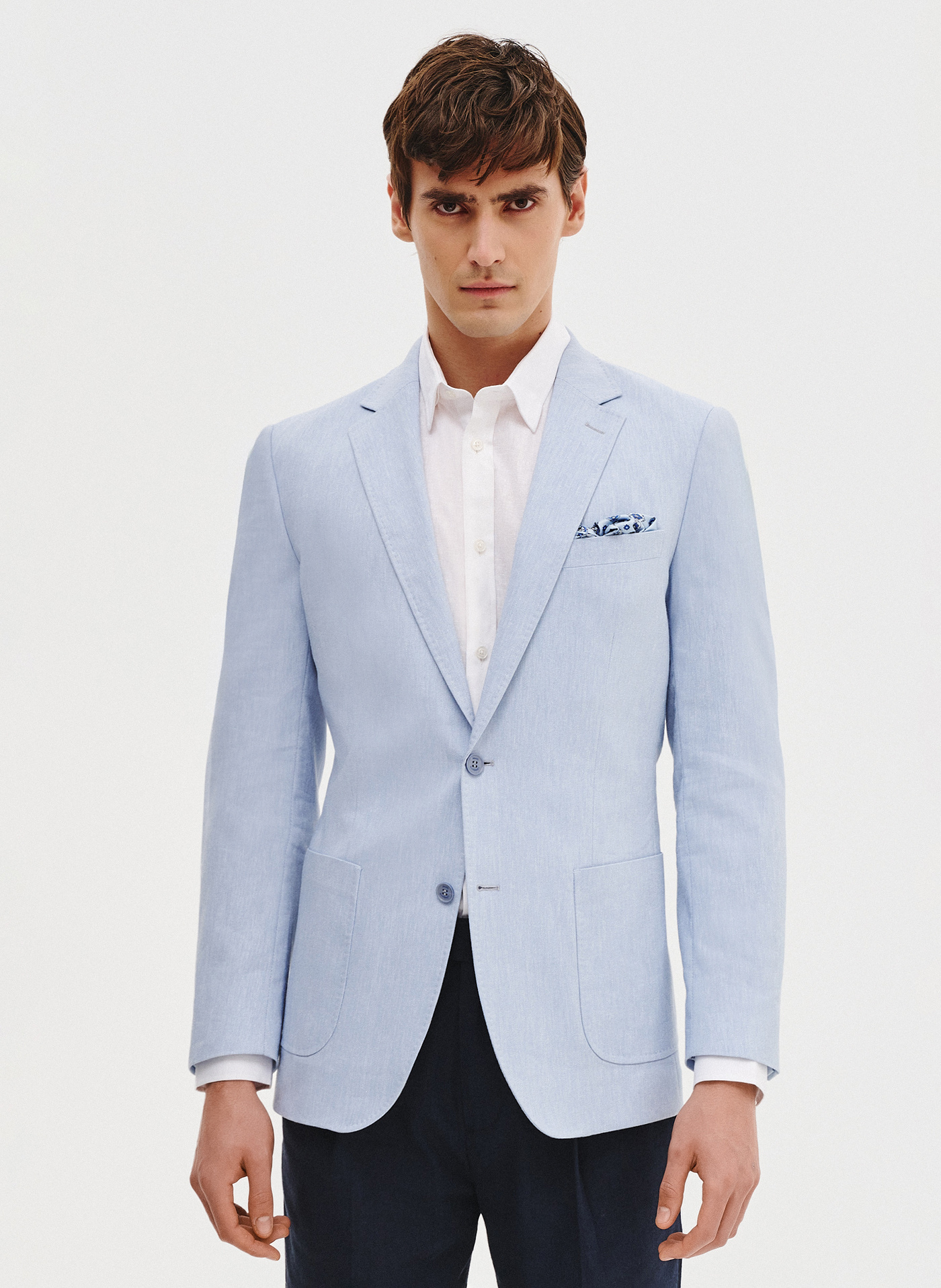 PAKO LORENTE - Niebieska marynarka męska z lnu