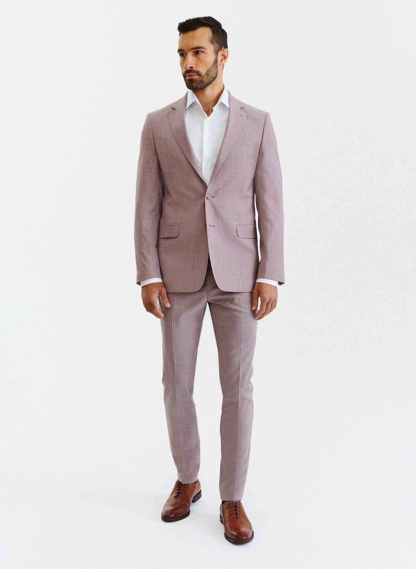 PAKO LORENTE – Gładkie różowe spodnie garniturowe męskie