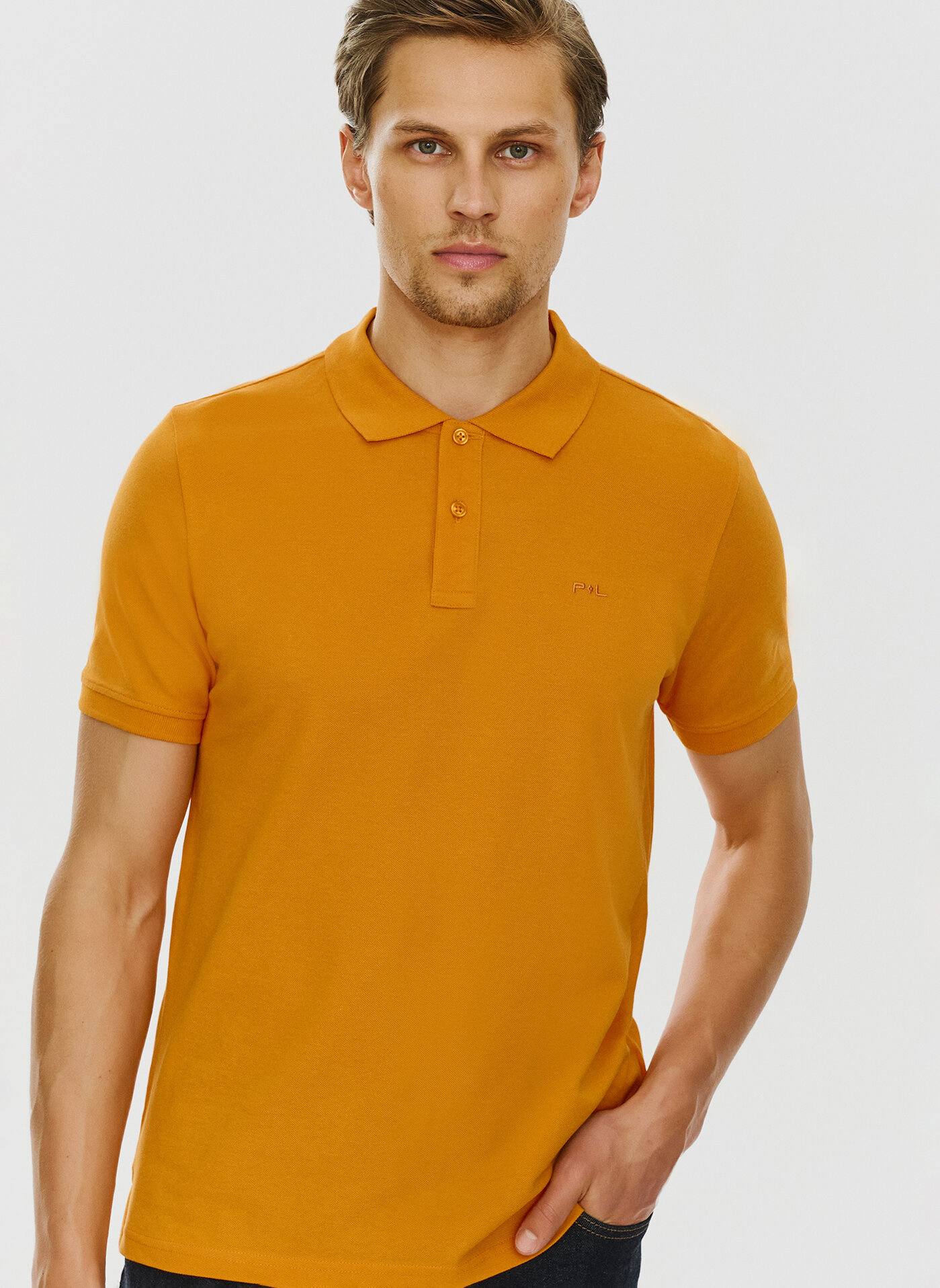 PAKO LORENTE – Gładki t-shirt polo w pomarańczowym kolorze