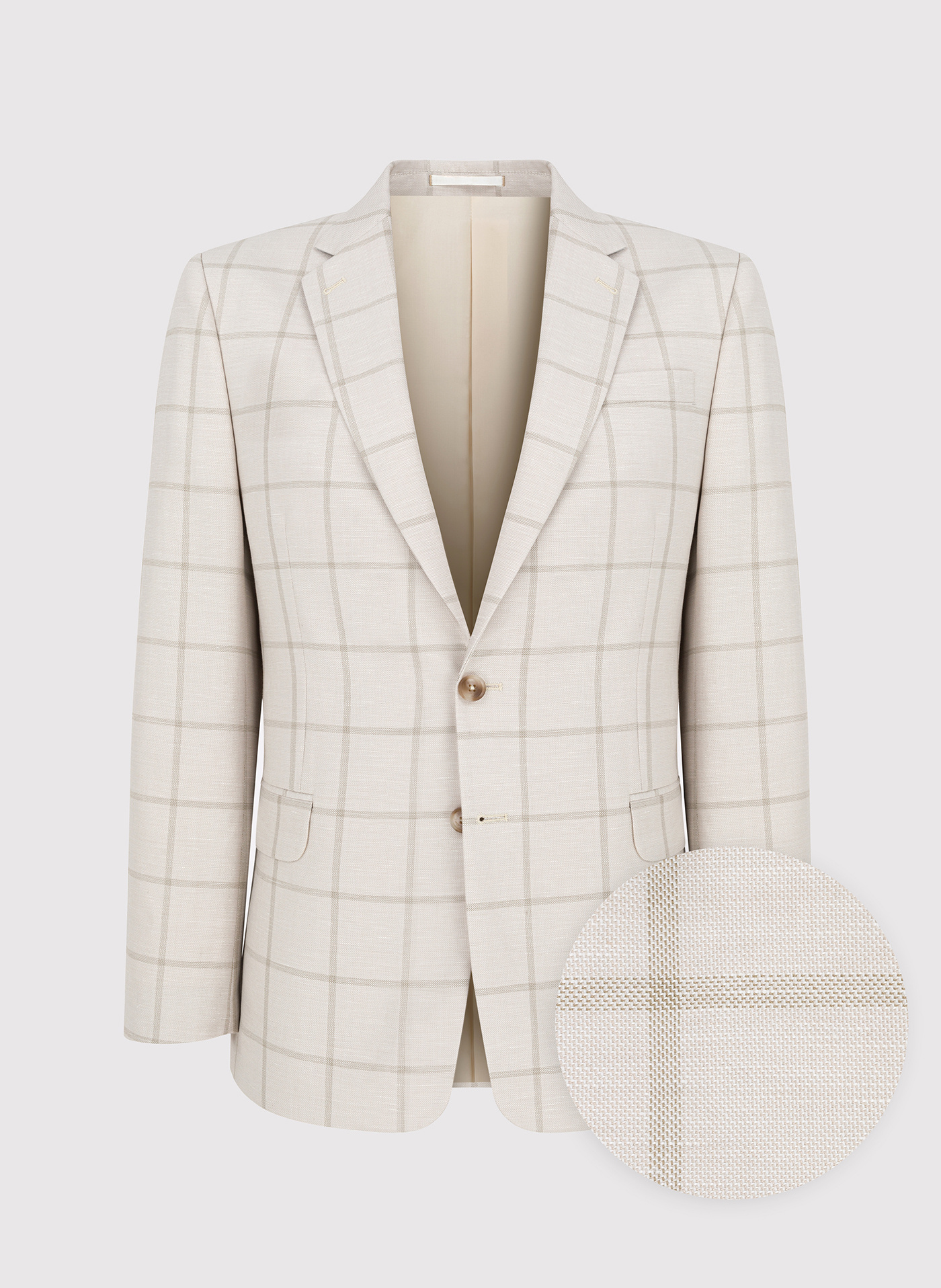 PAKO LORENTE – Beżowa marynarka męska w kratę Windowpane