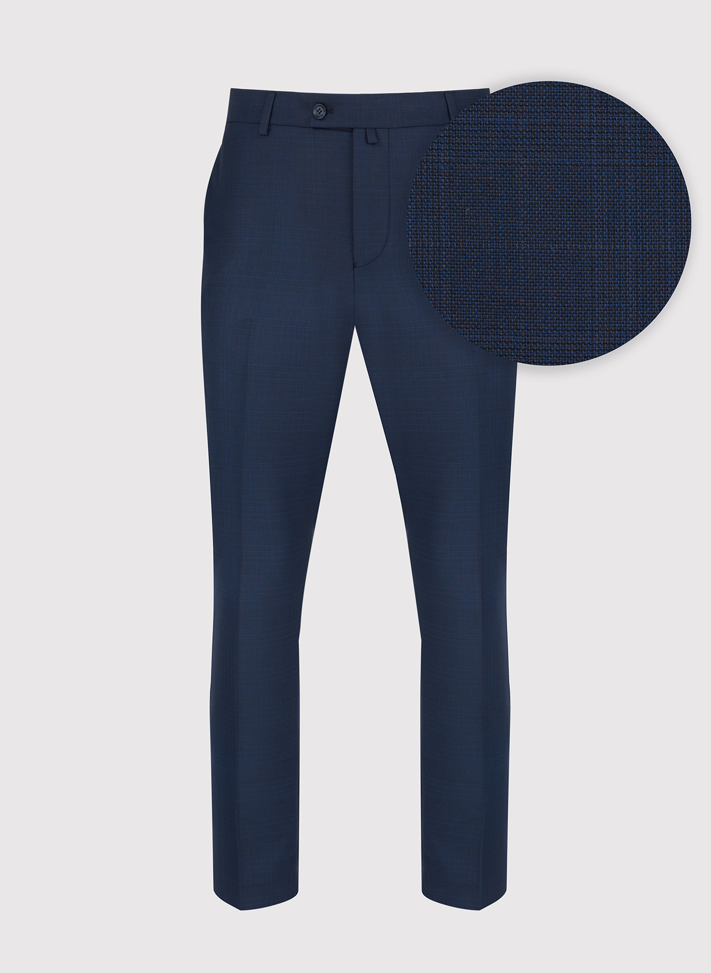 PAKO LORENTE – Granatowe spodnie garniturowe w subtelną kratę