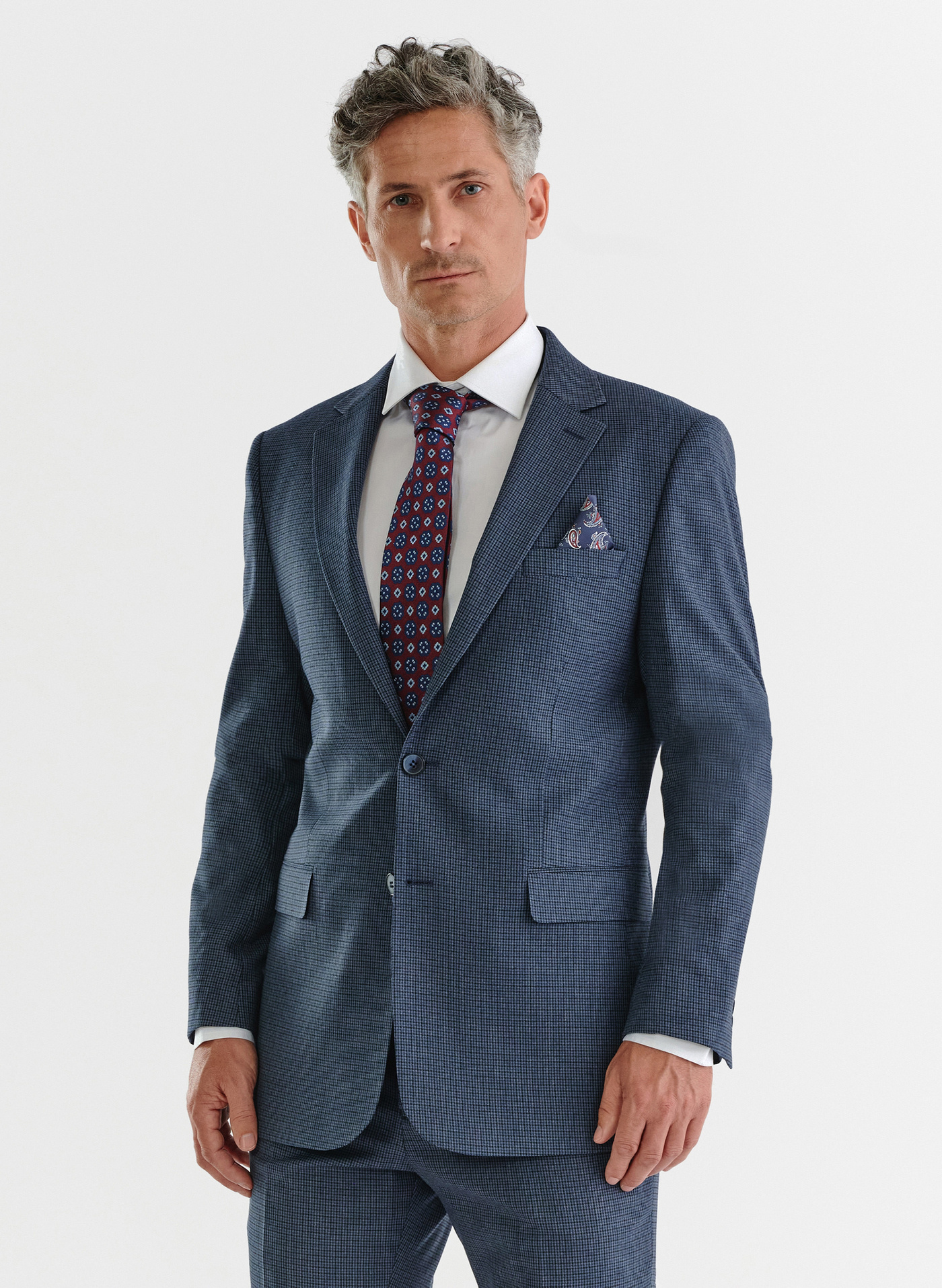 PAKO LORENTE – Granatowa marynarka garniturowa w pepitkę