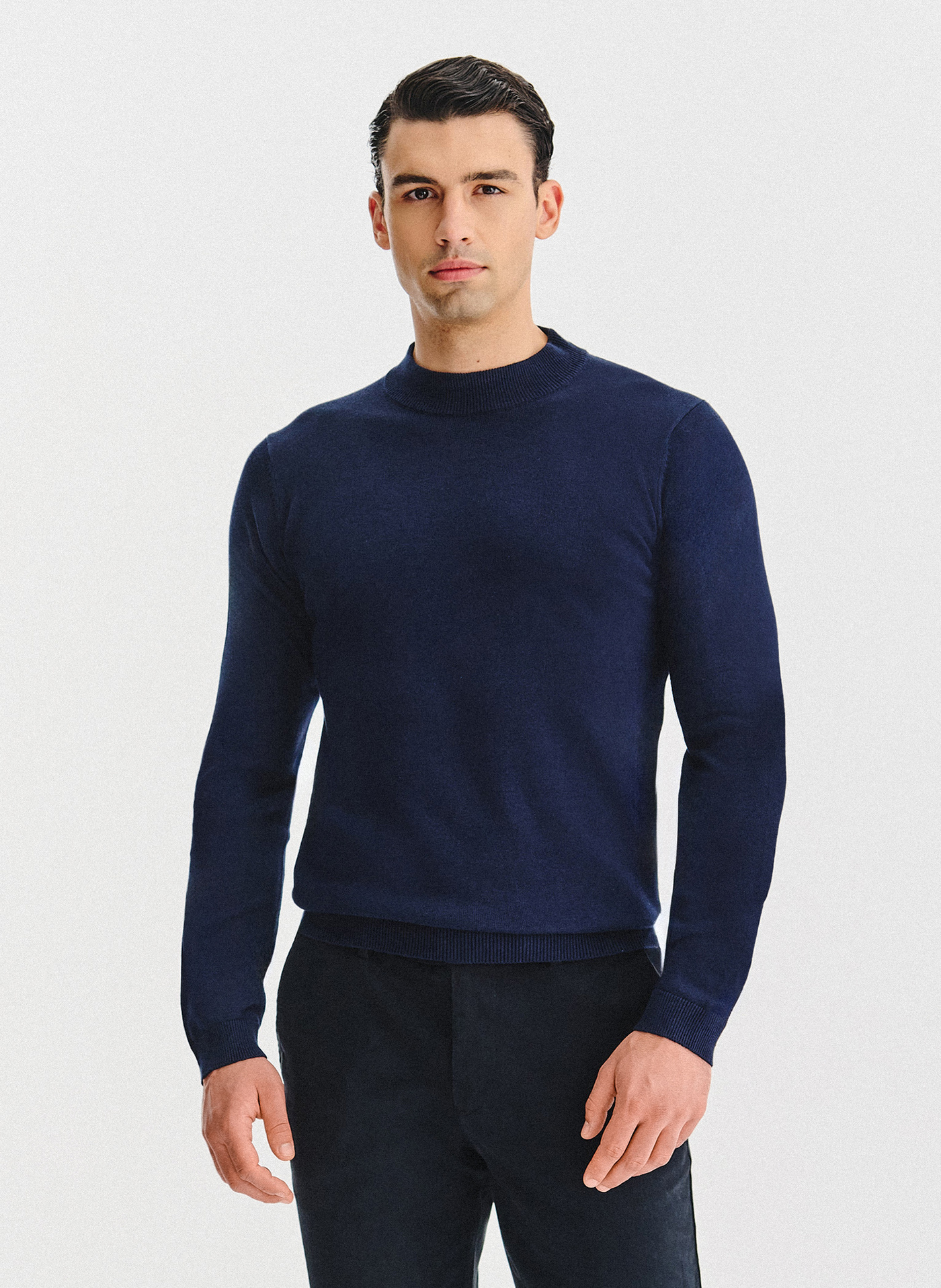 PAKO LORENTE - Granatowy bawełniany półgolf męski