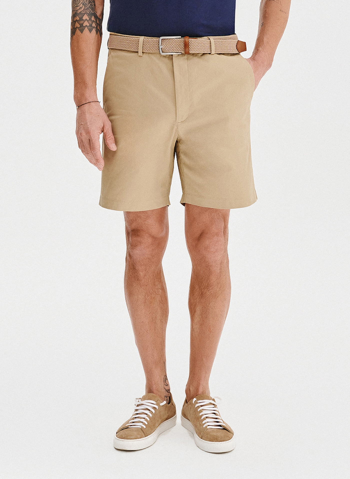 PAKO LORENTE - Beżowe szorty męskie z bawełną