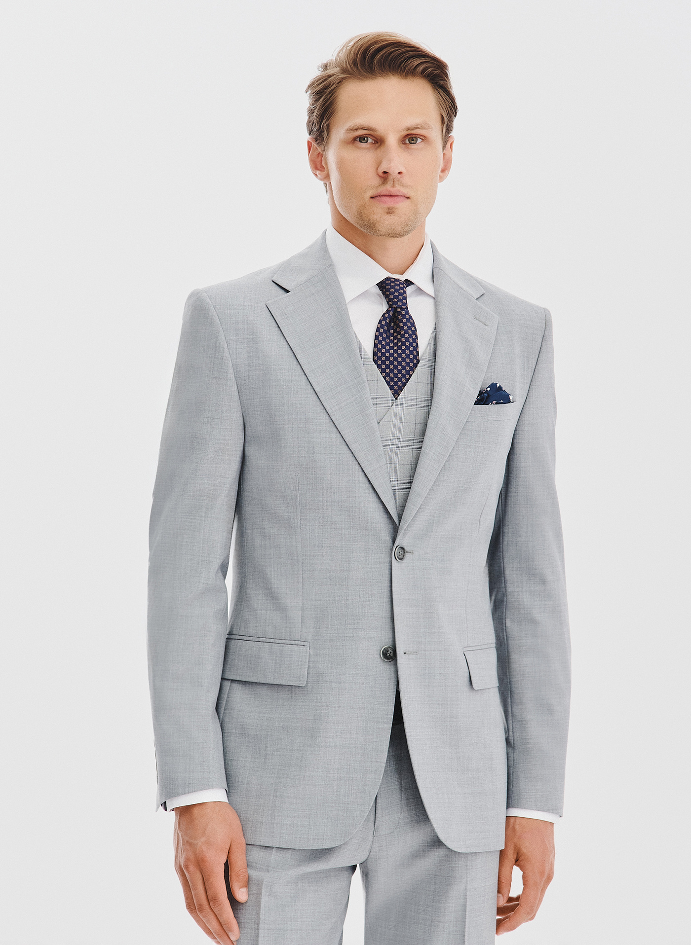 PAKO LORENTE - Gładka szara marynarka garniturowa