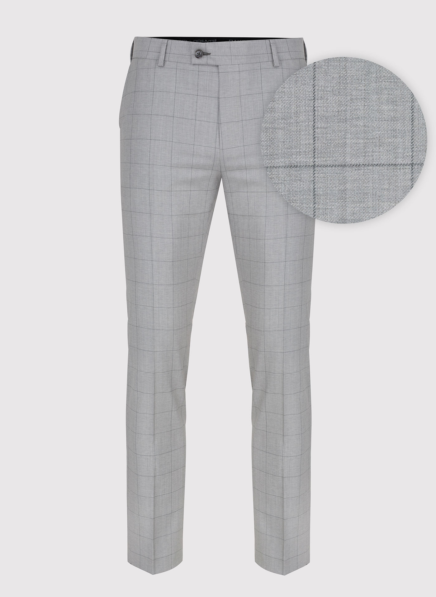 PAKO LORENTE – Szare wełniane spodnie garniturowe w kratę