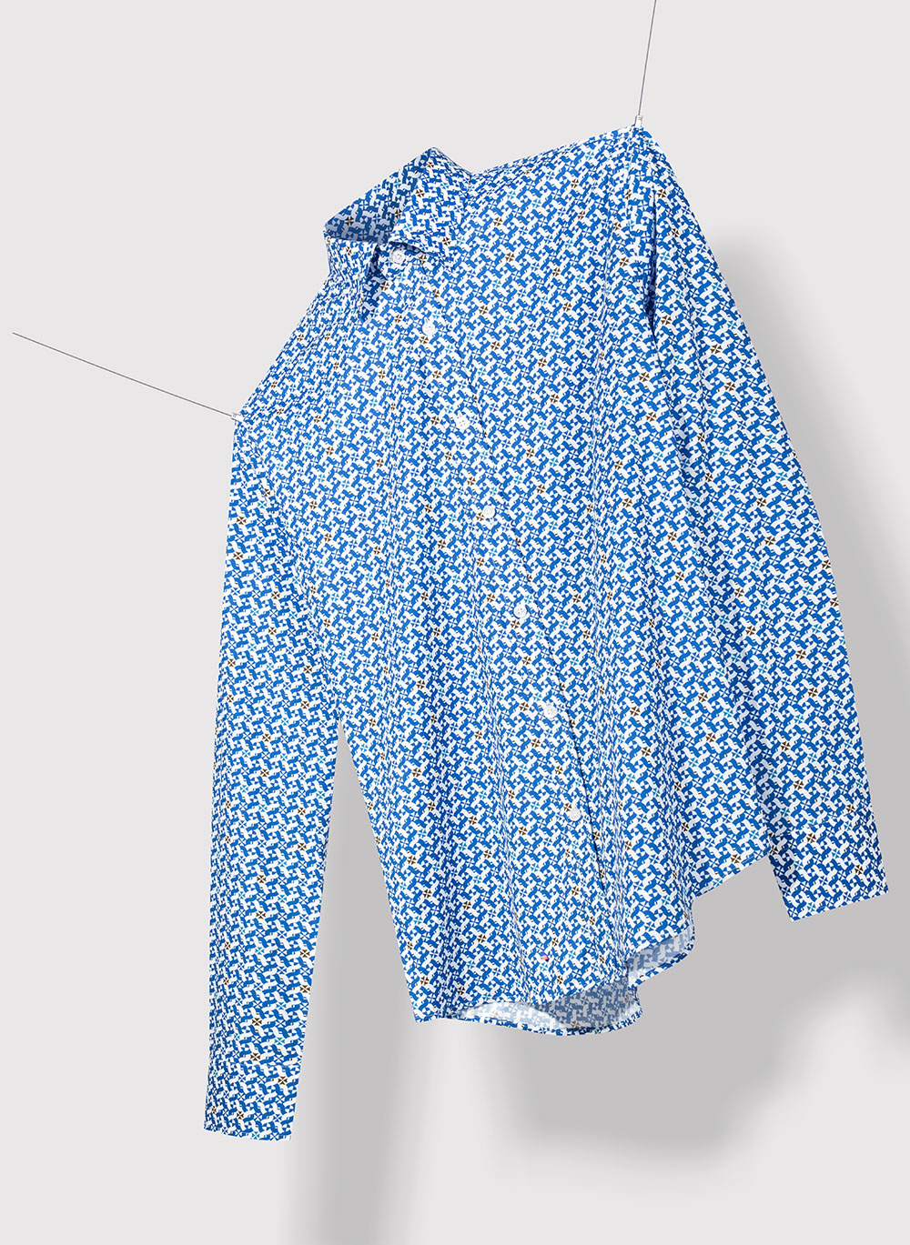 PAKO LORENTE – Koszula męska w biało-niebieski mikrowzór