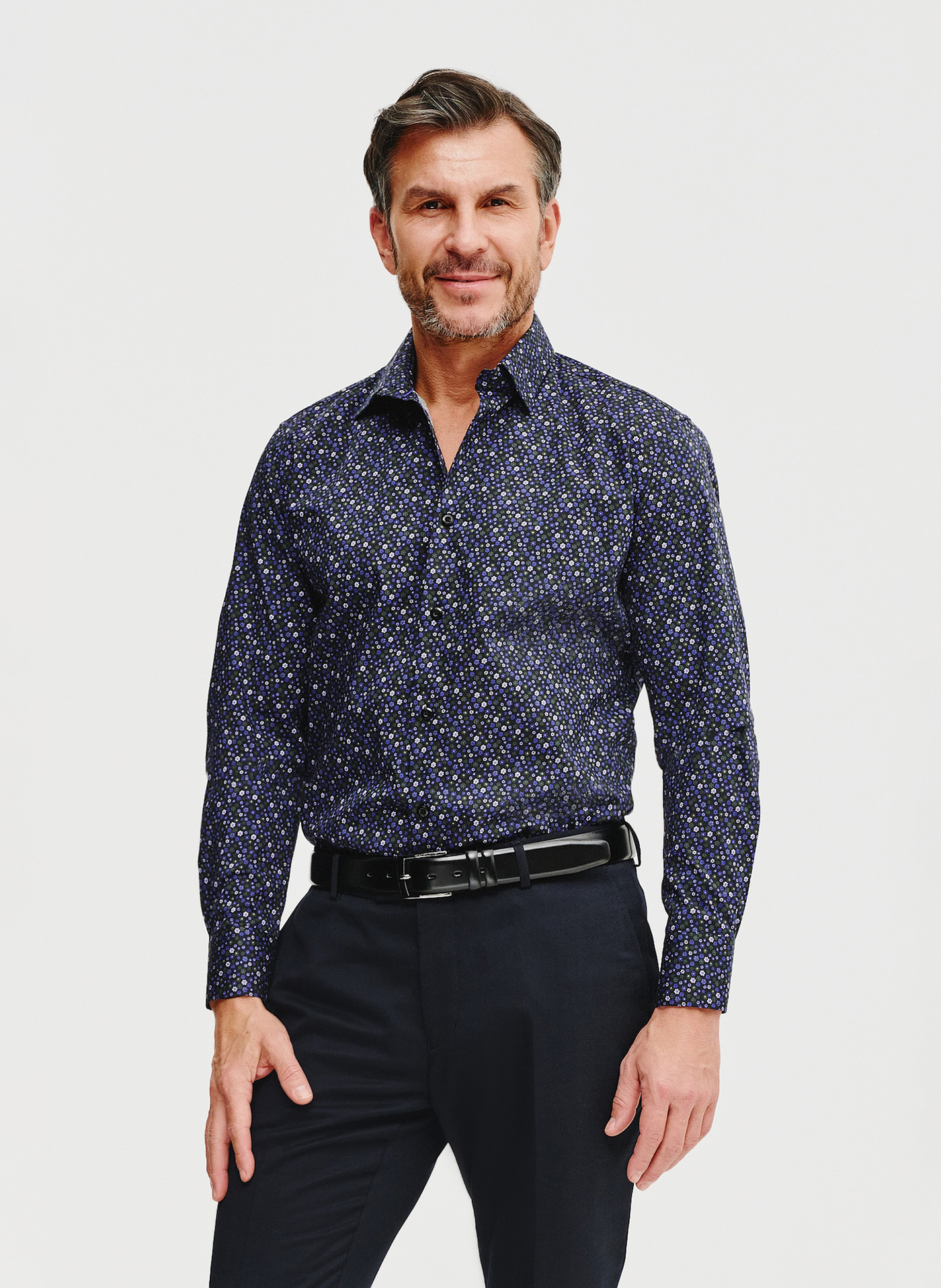 PAKO LORENTE – Męska koszula w kwiatowy mikrowzór