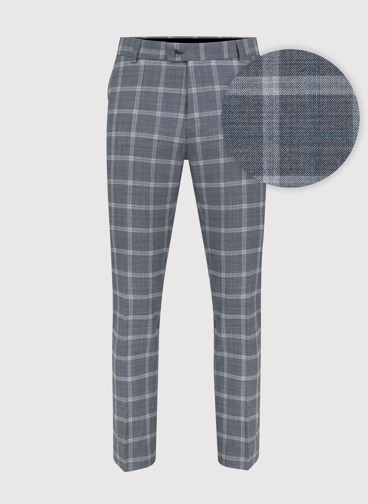 PAKO LORENTE – Szare spodnie garniturowe w kratę z wełną