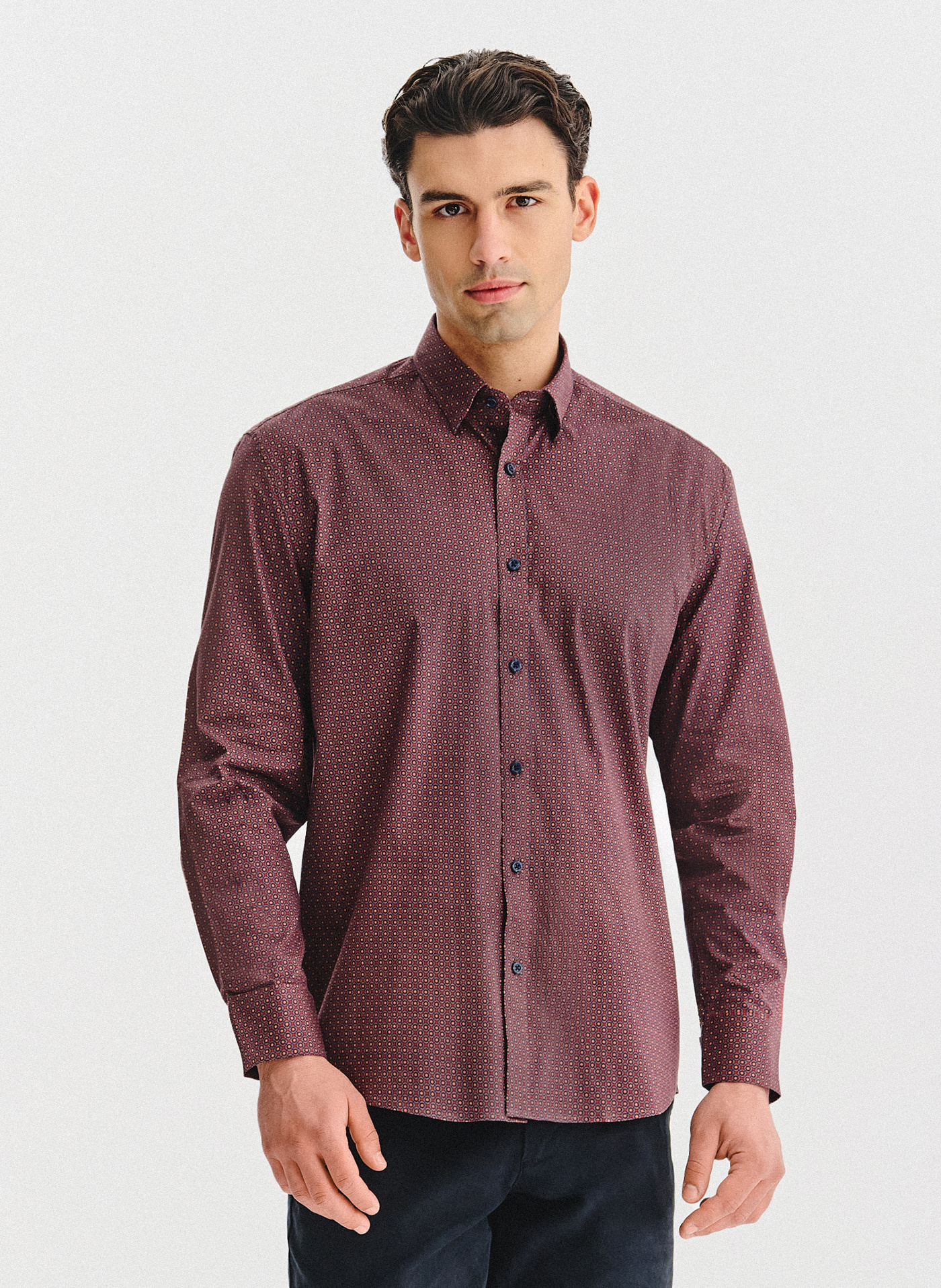 PAKO LORENTE - Bordowa koszula w geometryczny wzór