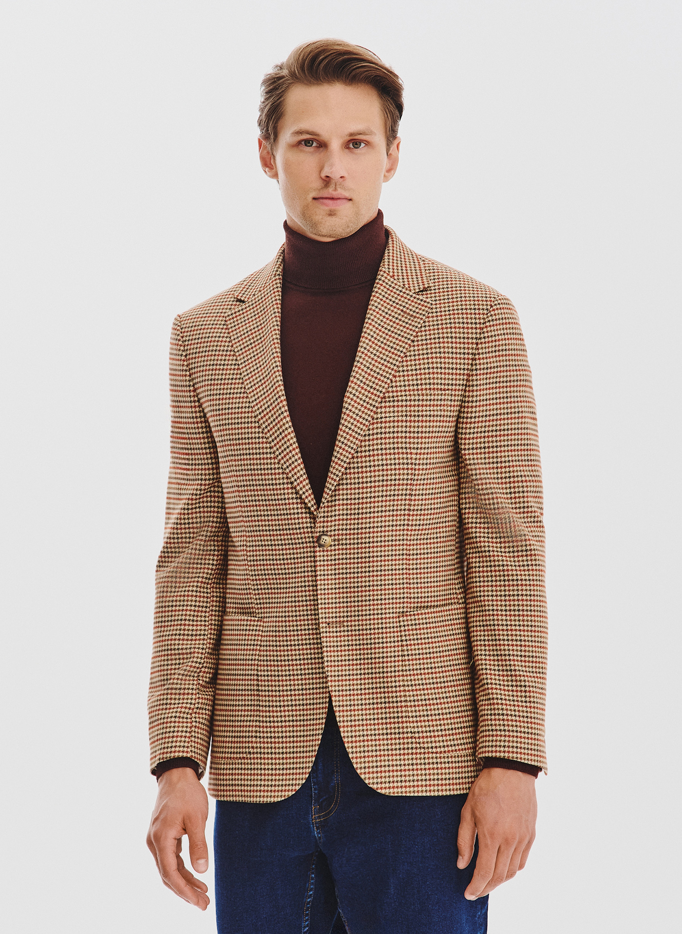 PAKO LORENTE - Beżowa marynarka w pepitkę