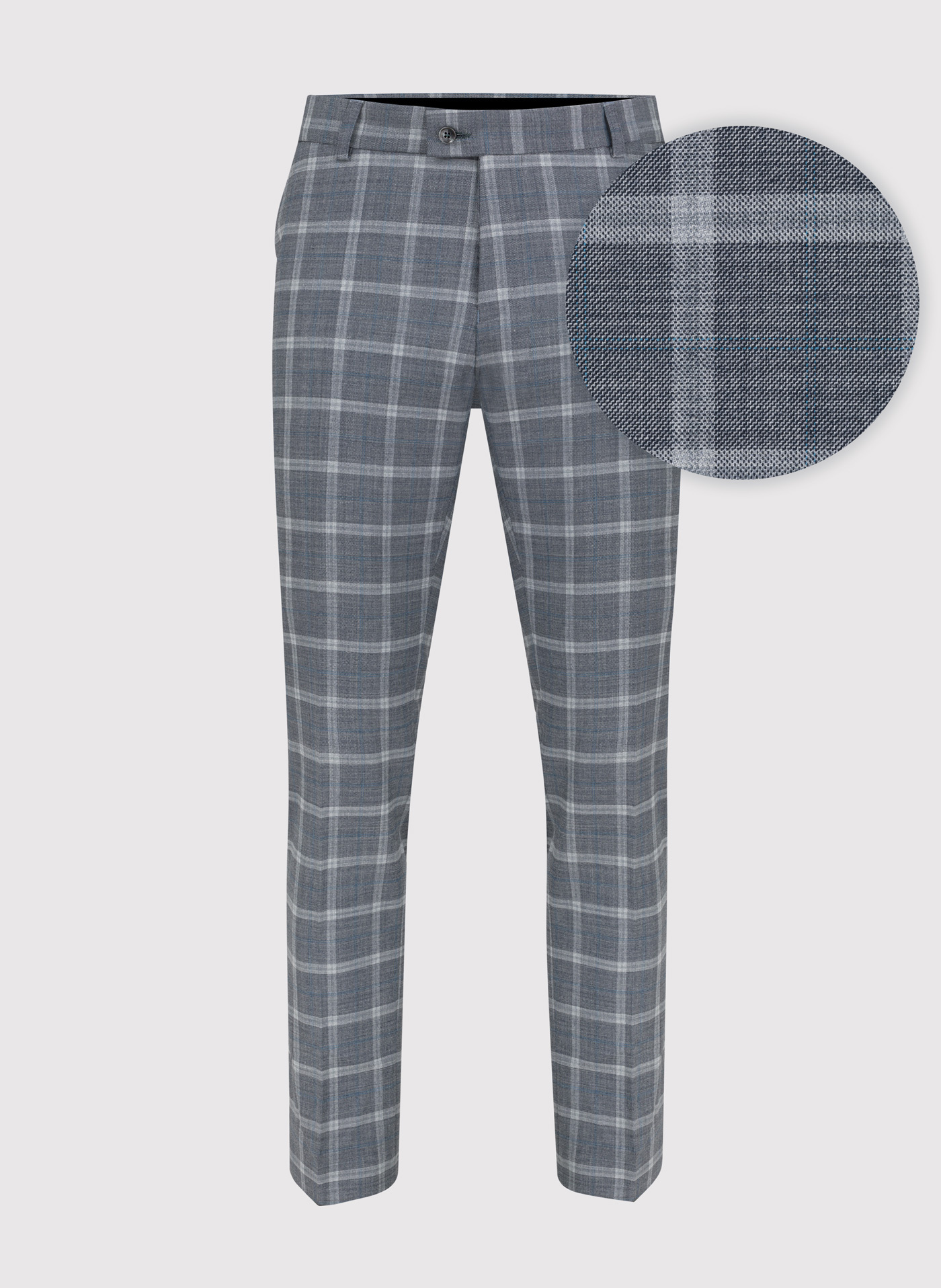 PAKO LORENTE – Szare spodnie garniturowe w kratę z wełną