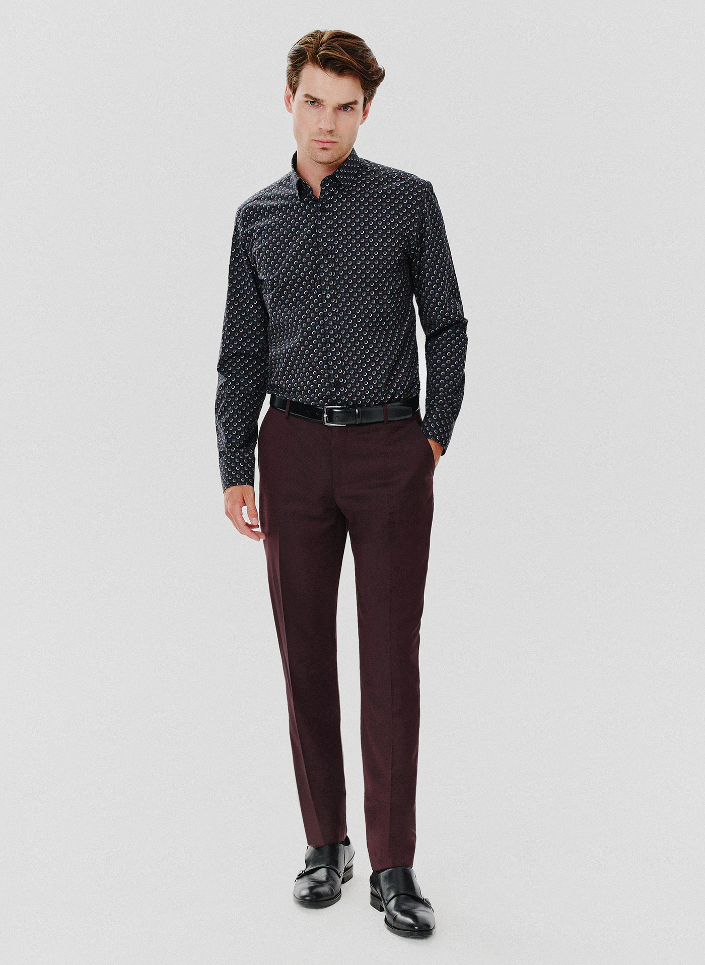 PAKO LORENTE – Spodnie garniturowe w kolorze burgundowym