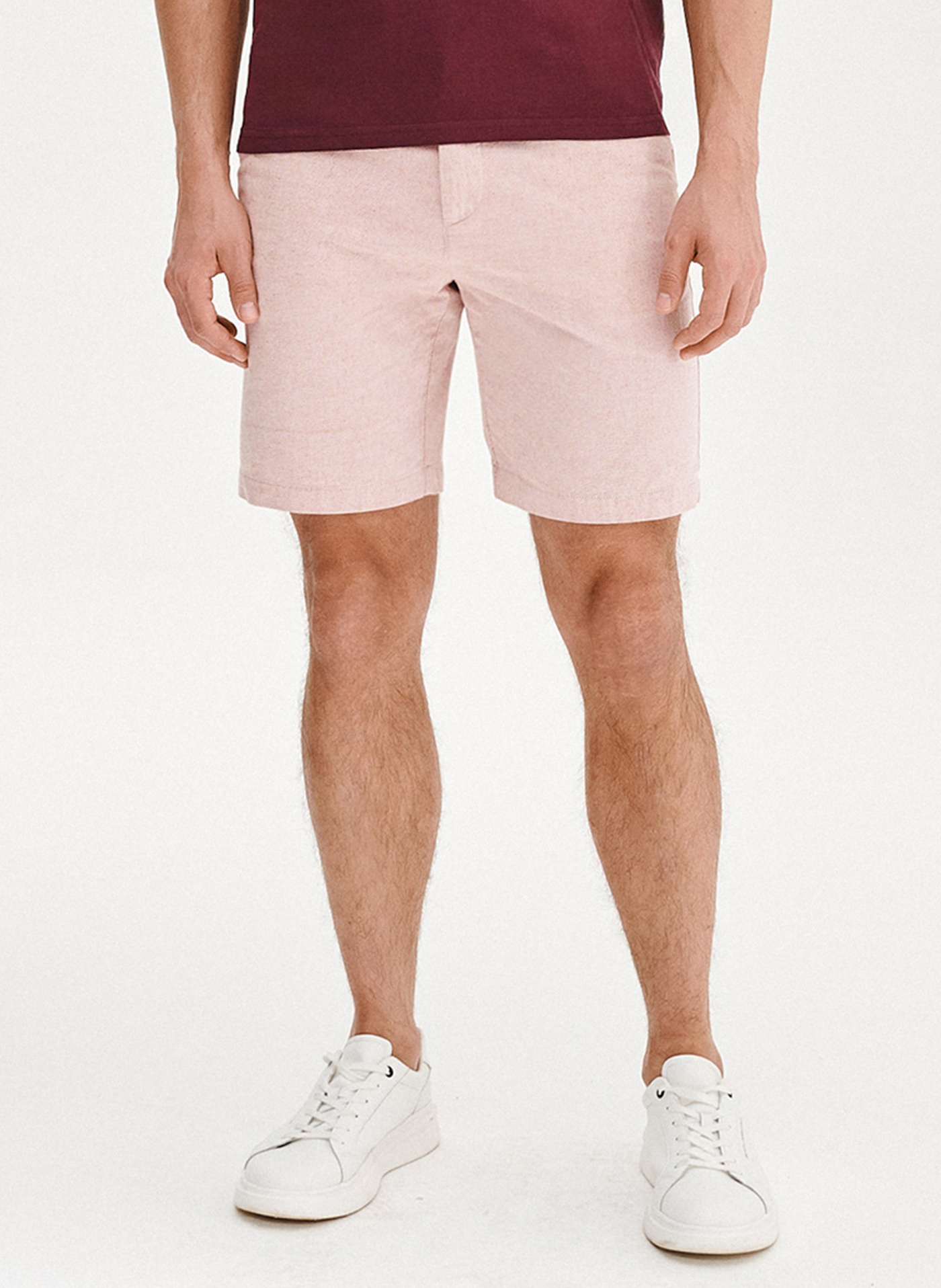 PAKO LORENTE - Różowe szorty męskie z lnem