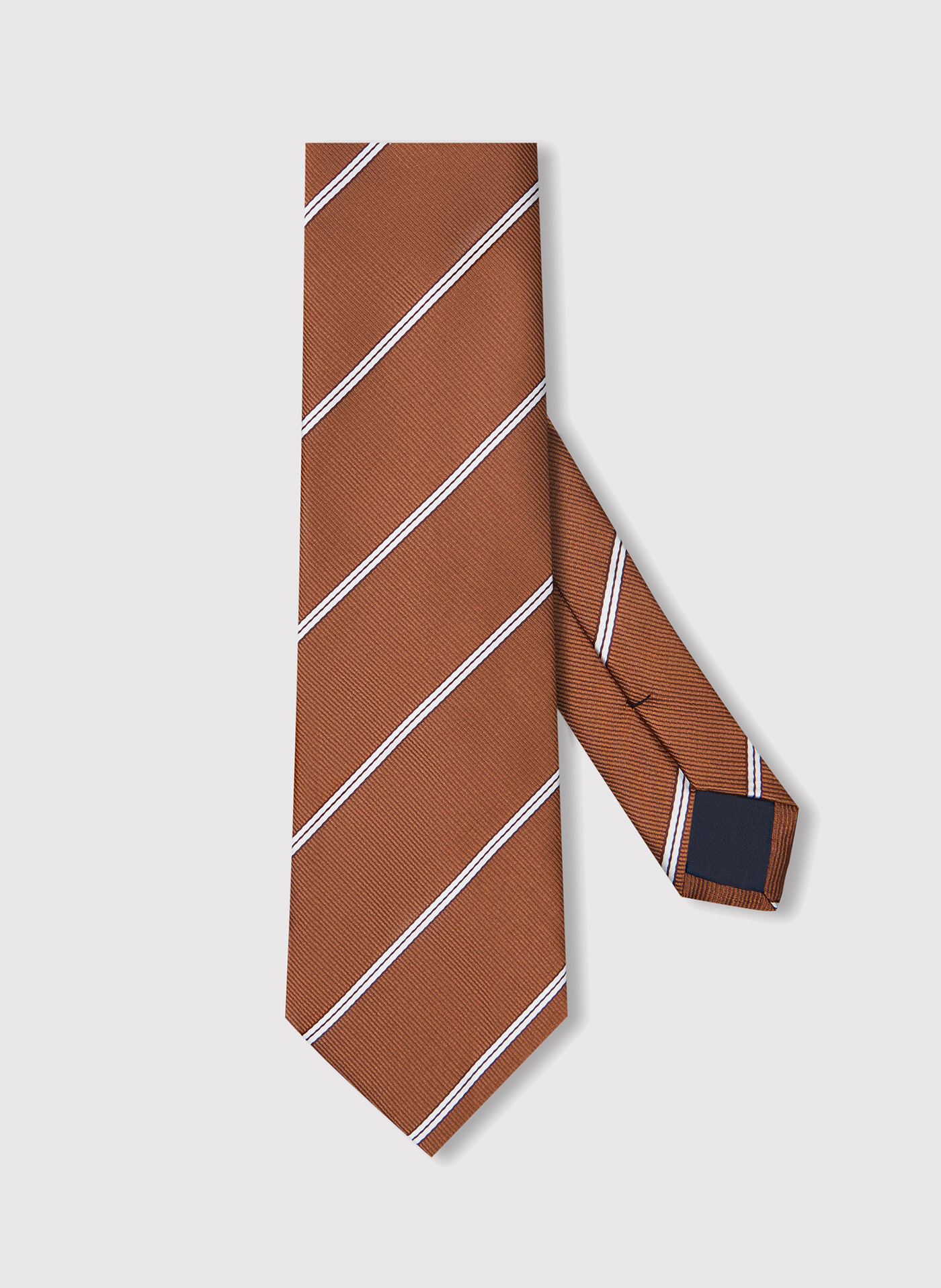 PAKO LORENTE - Brązowy krawat męski w skośne paski