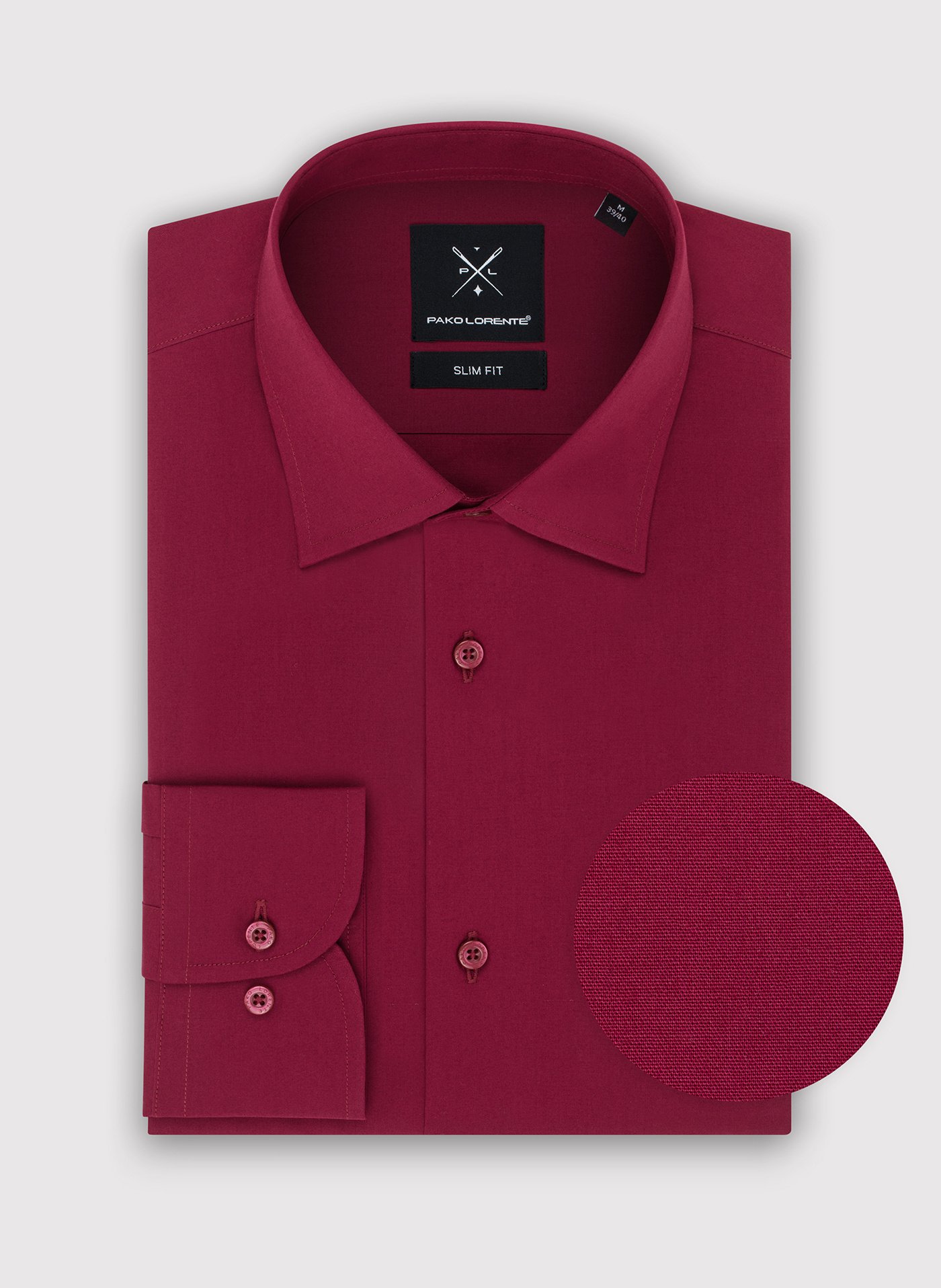 PAKO LORENTE – Burgundowa koszula męska długi rękaw