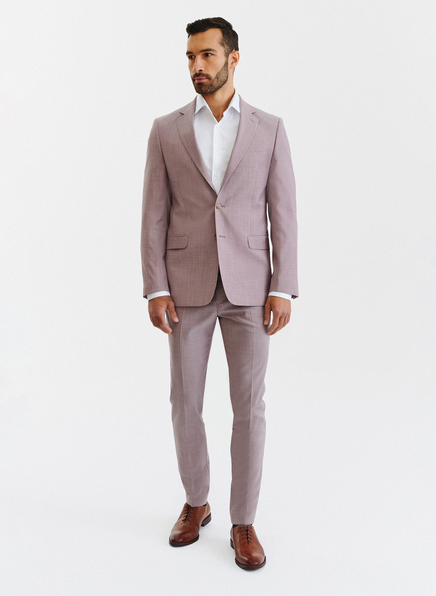 PAKO LORENTE – Gładkie różowe spodnie garniturowe męskie