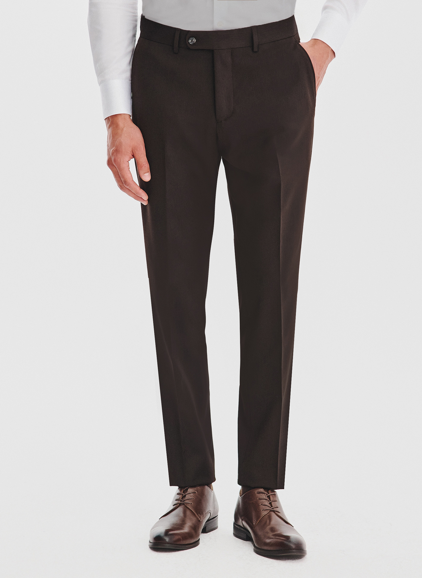 PAKO LORENTE – Ciemnobrązowe spodnie garniturowe