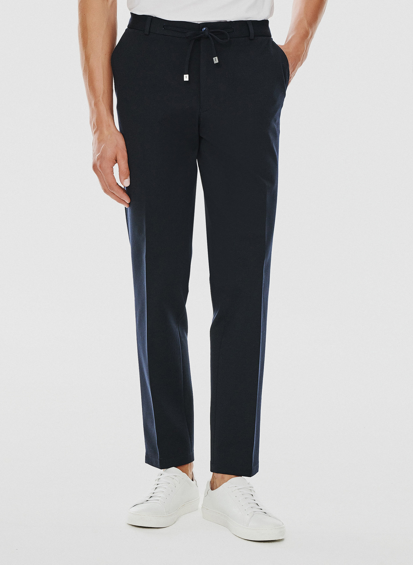 PAKO LORENTE – Granatowe spodnie garniturowe