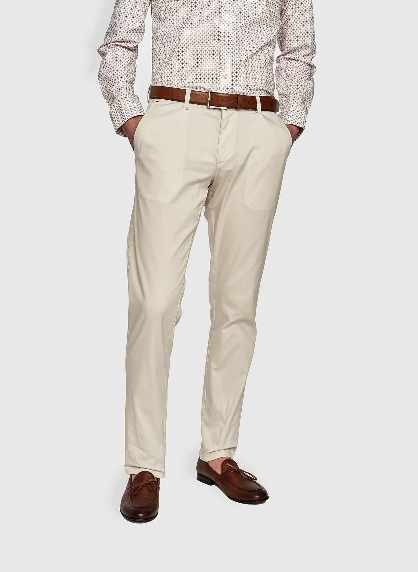 PAKO LORENTE – Męskie basicowe spodnie w kolorze ecru P23SB-WX-005-E-0