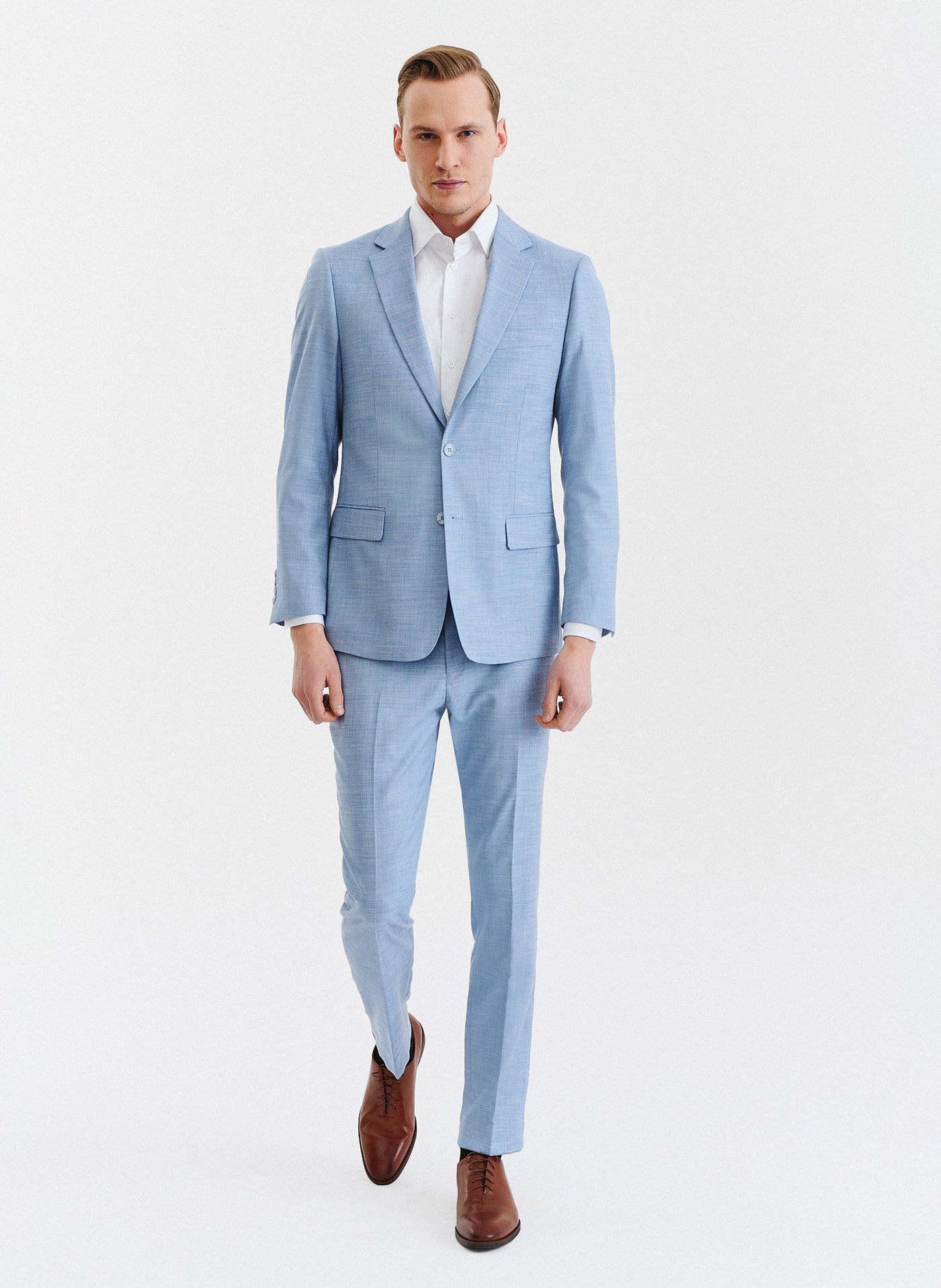 PAKO LORENTE – Niebieskie męskie spodnie garniturowe