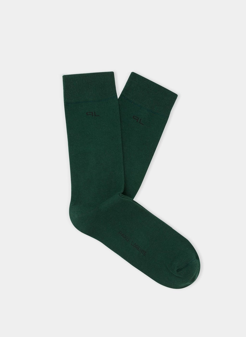 Gładkie zielone skarpetki męskie z subtelnym logo P000B-SX-060-Z-0